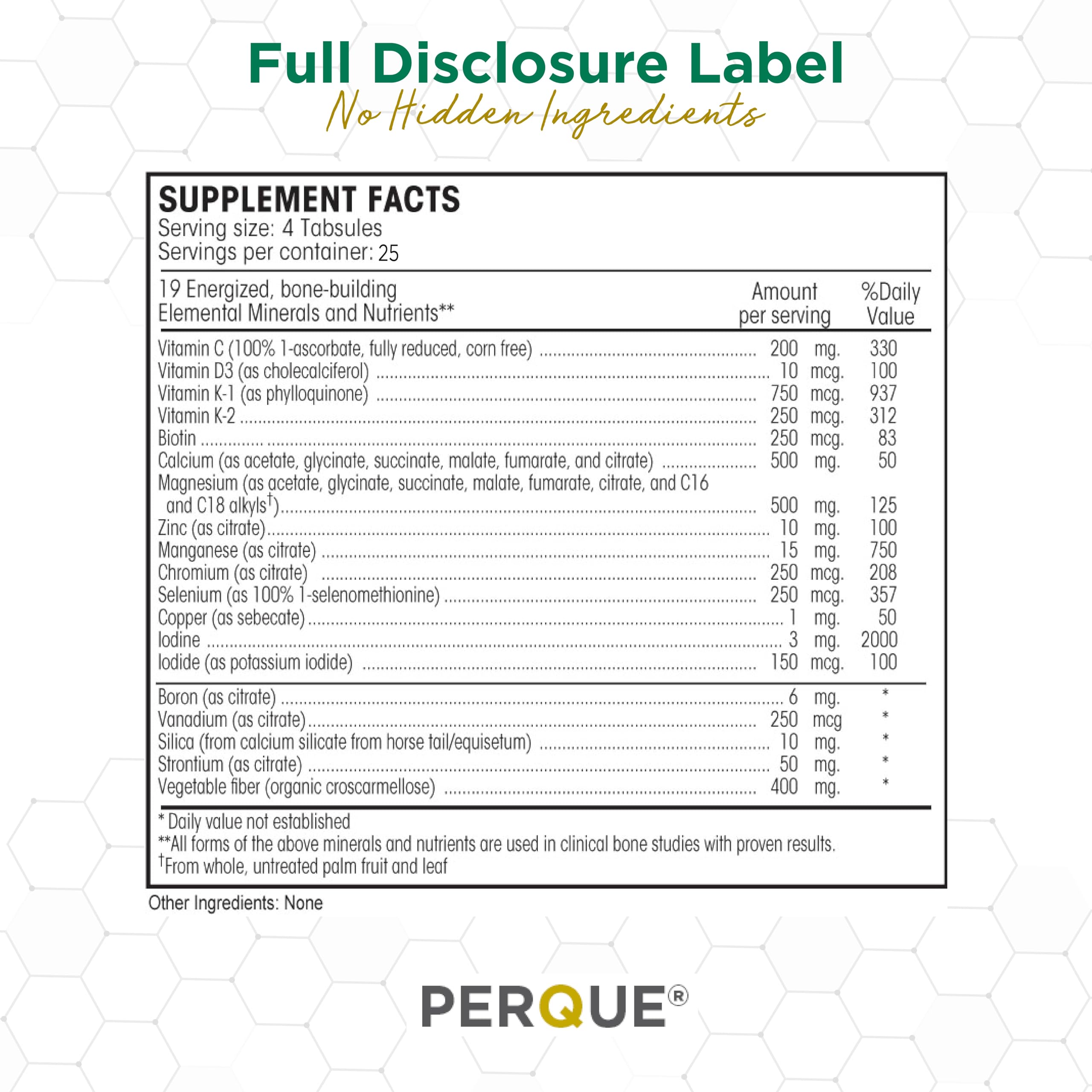 PERQUE Bone Guard Forte 20 Nutrients Supplement with a glass of water