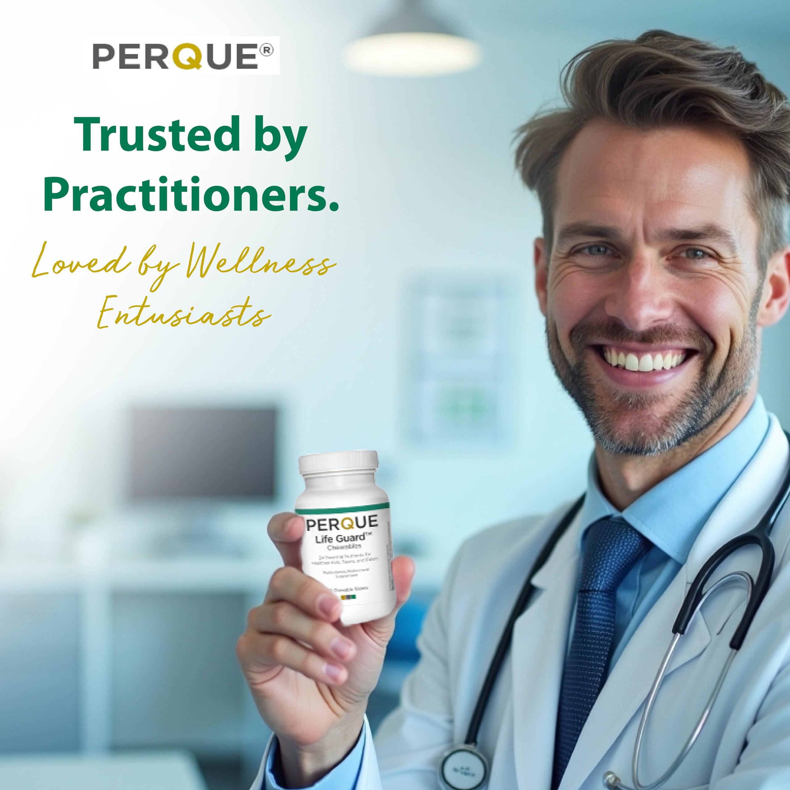 PERQUE Life Guard Chewables tablets in hand