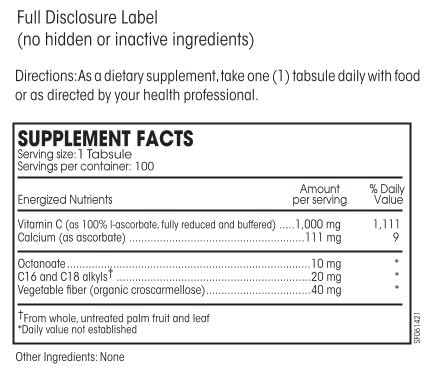 PERQUE Potent C Guard 1000 mg Vitamin C Supplement serving size