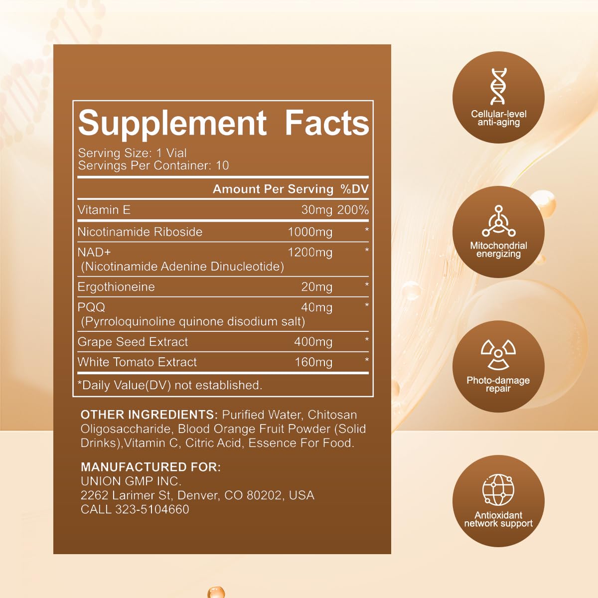 Perseek NAD+ Liquid Supplement vials in a health setting