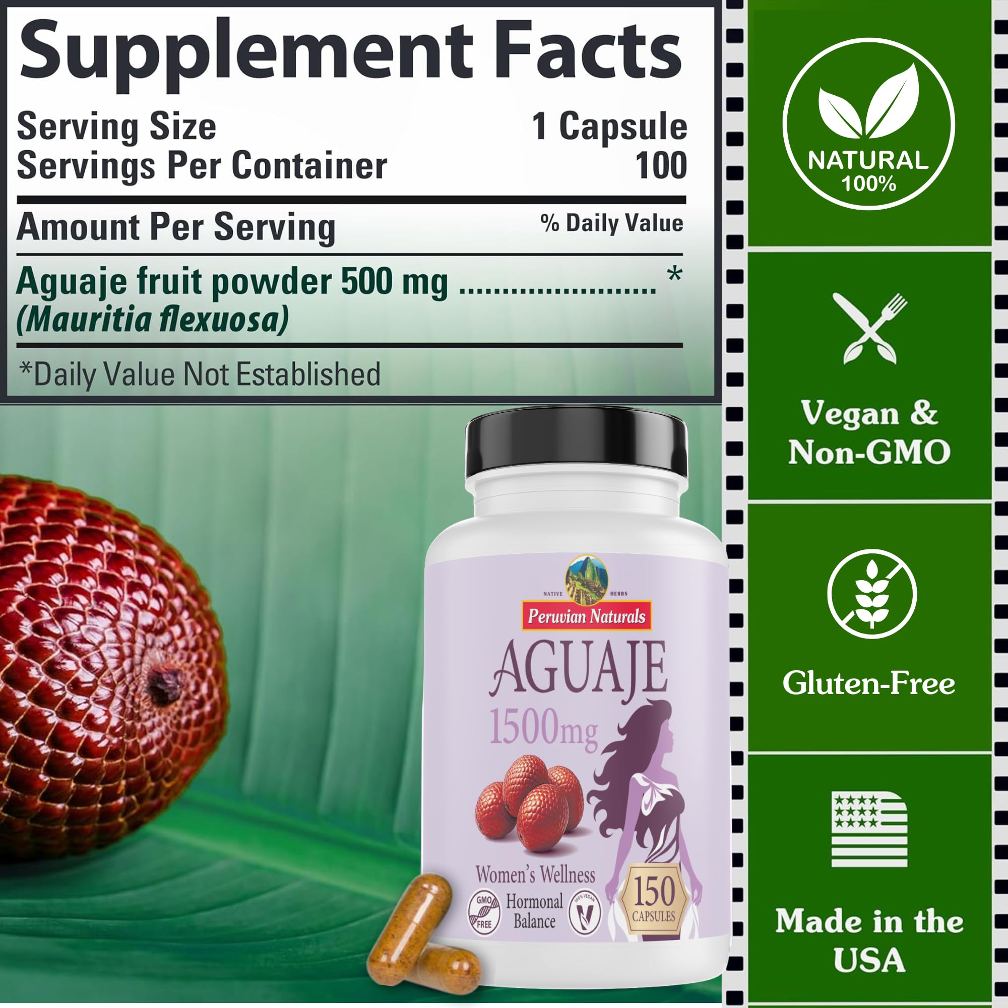 Peruvian Naturals Aguaje Capsules 100g lifestyle scene