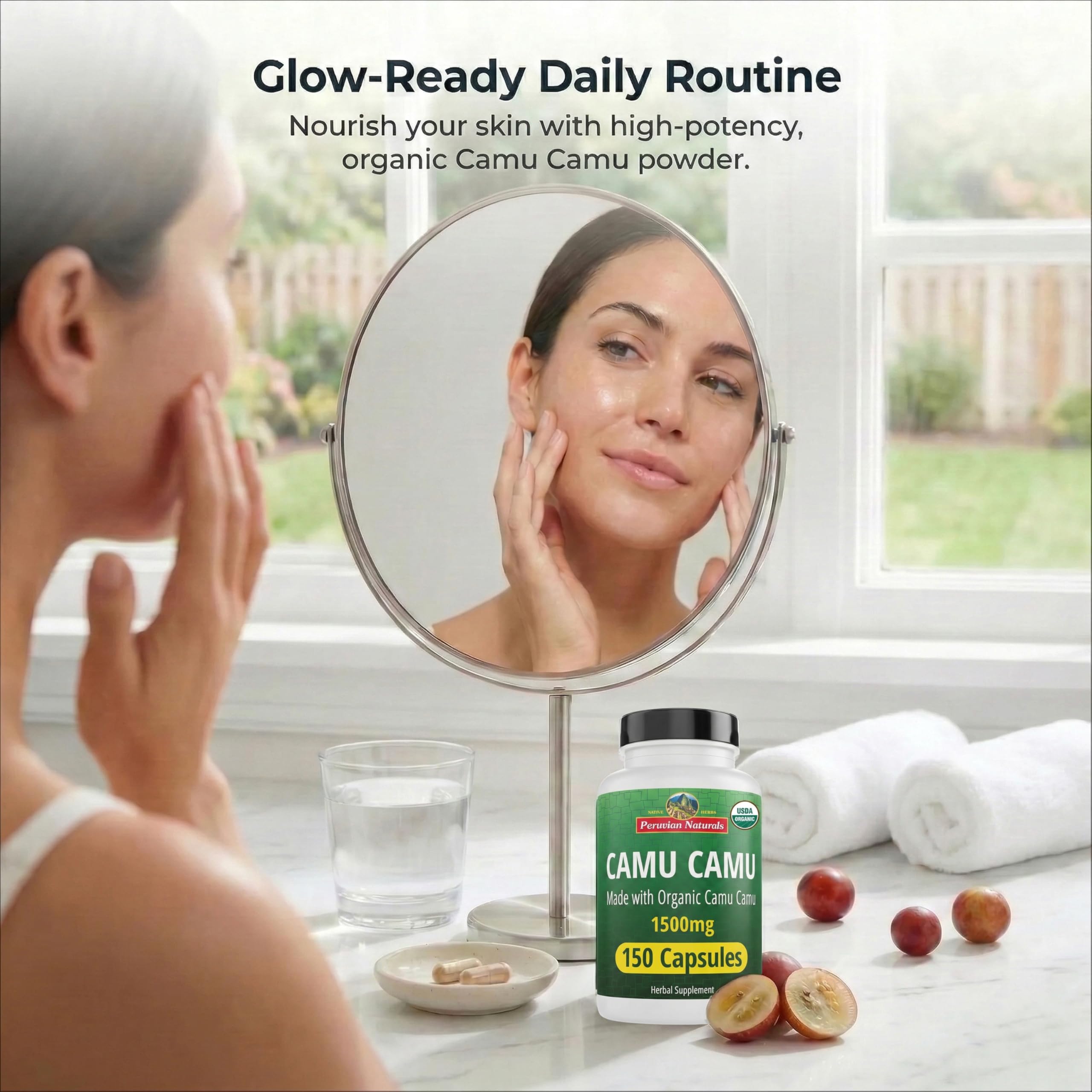 Peruvian Naturals Camu Camu Organic Vitamin C Capsules bottle with label