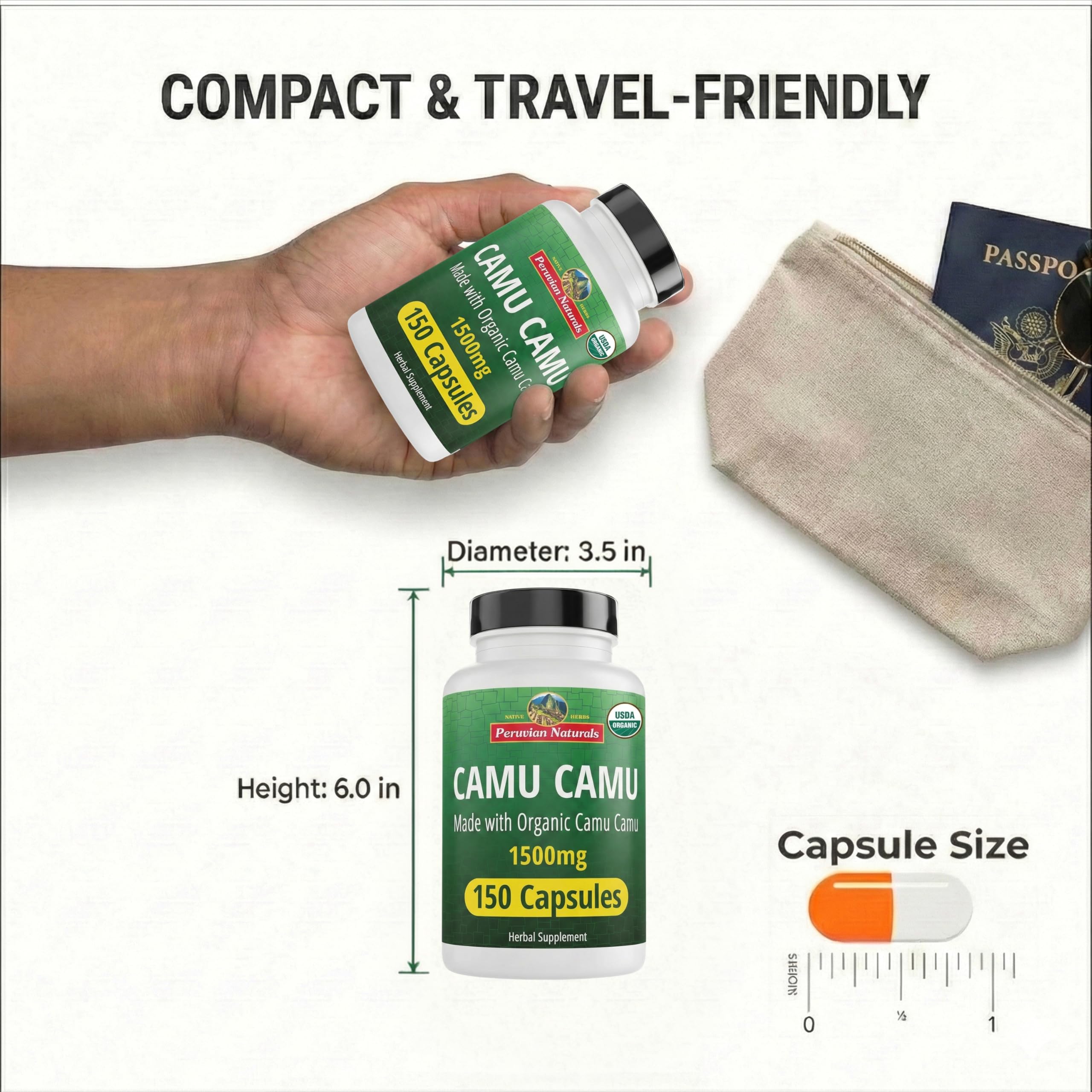 Peruvian Naturals Camu Camu Organic Vitamin C Capsules with natural ingredients