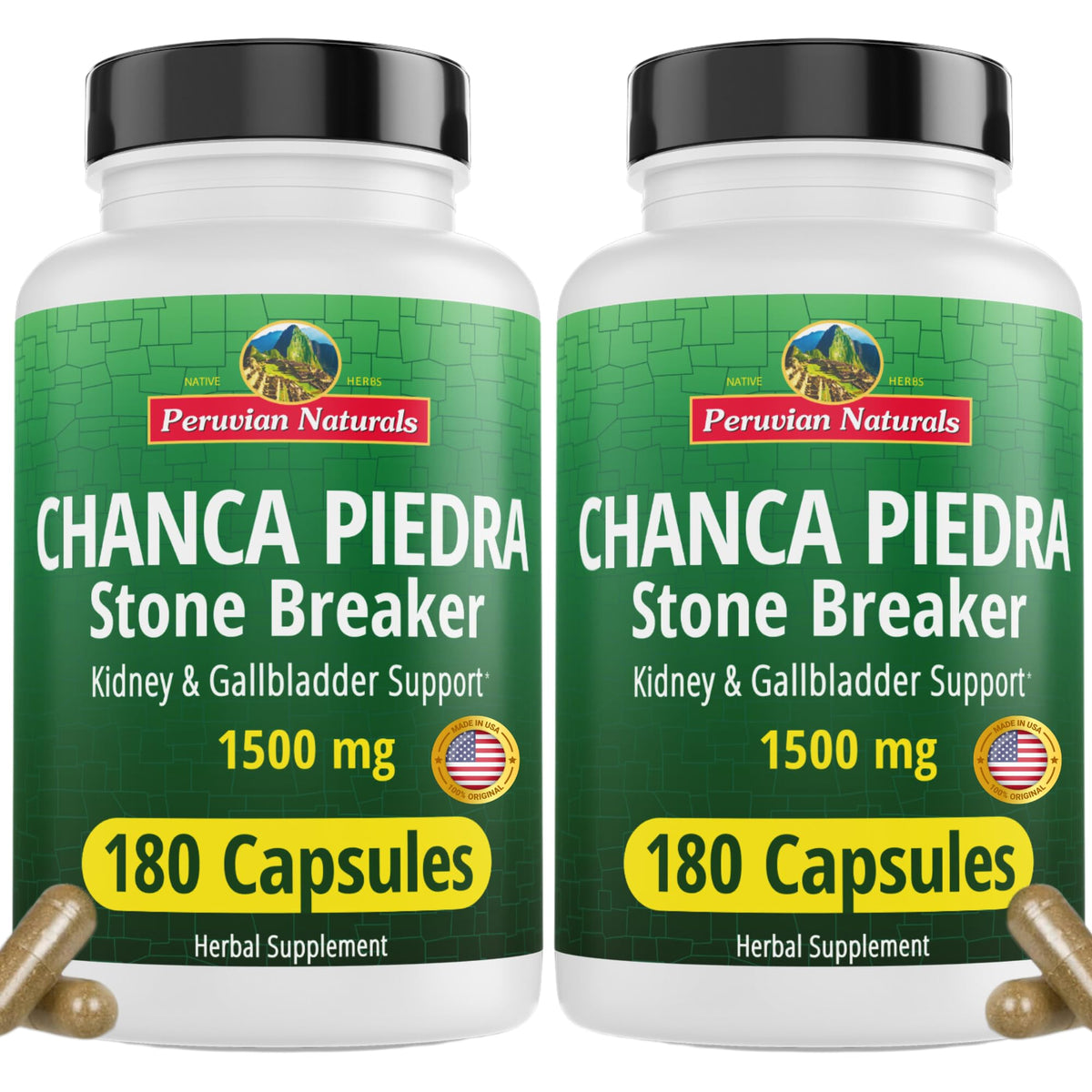 Peruvian Naturals Chanca Piedra Stone Breaker 180 Capsules front view