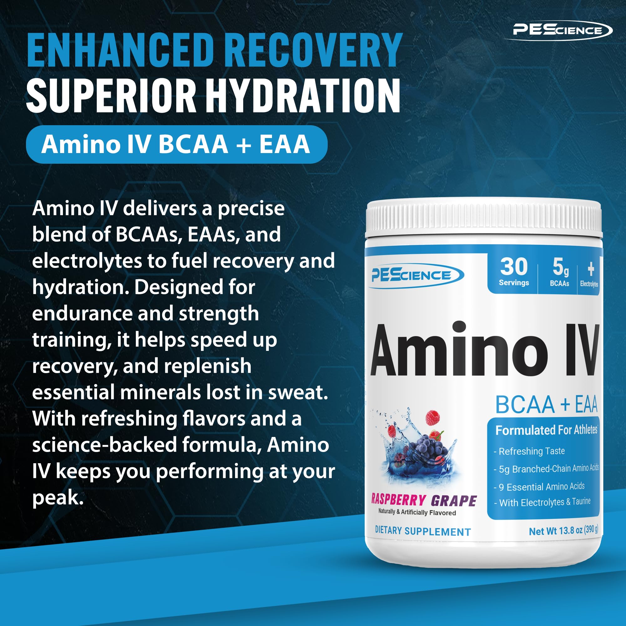 PEScience Amino IV BCAA + EAA Powder 100g packaging