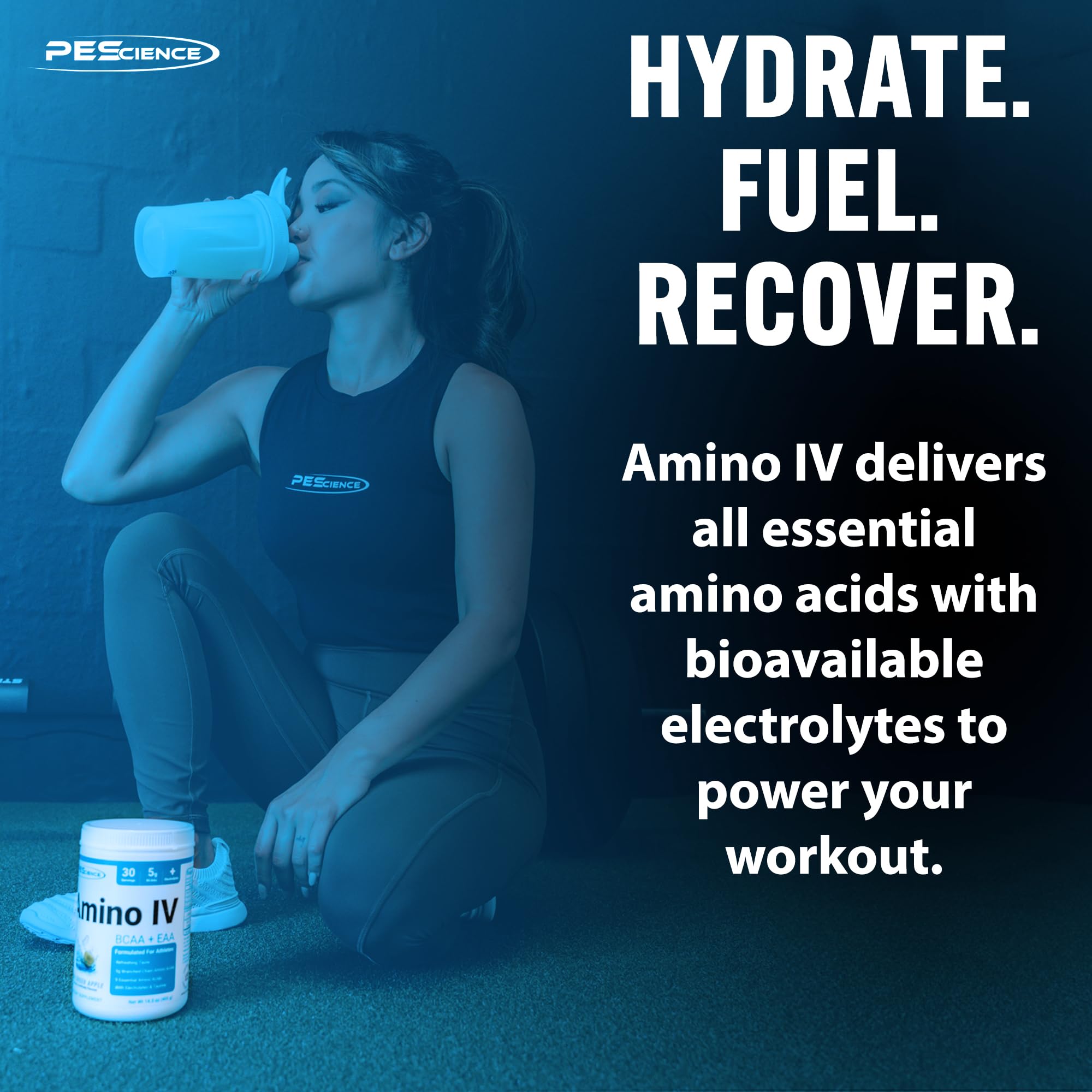 PEScience Amino IV BCAA + EAA Powder 100g side view