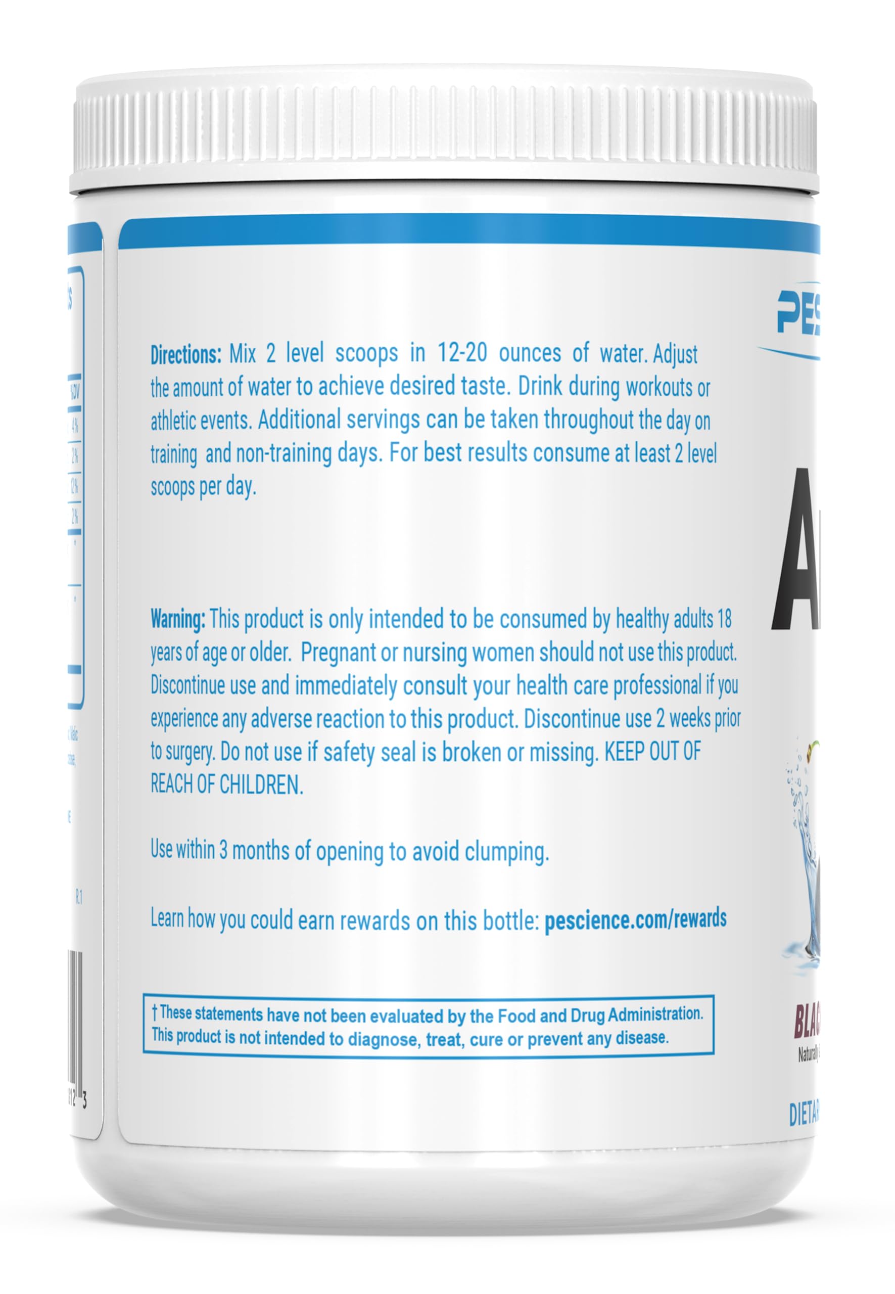 PEScience Amino IV BCAA + EAA Powder 454g nutritional information