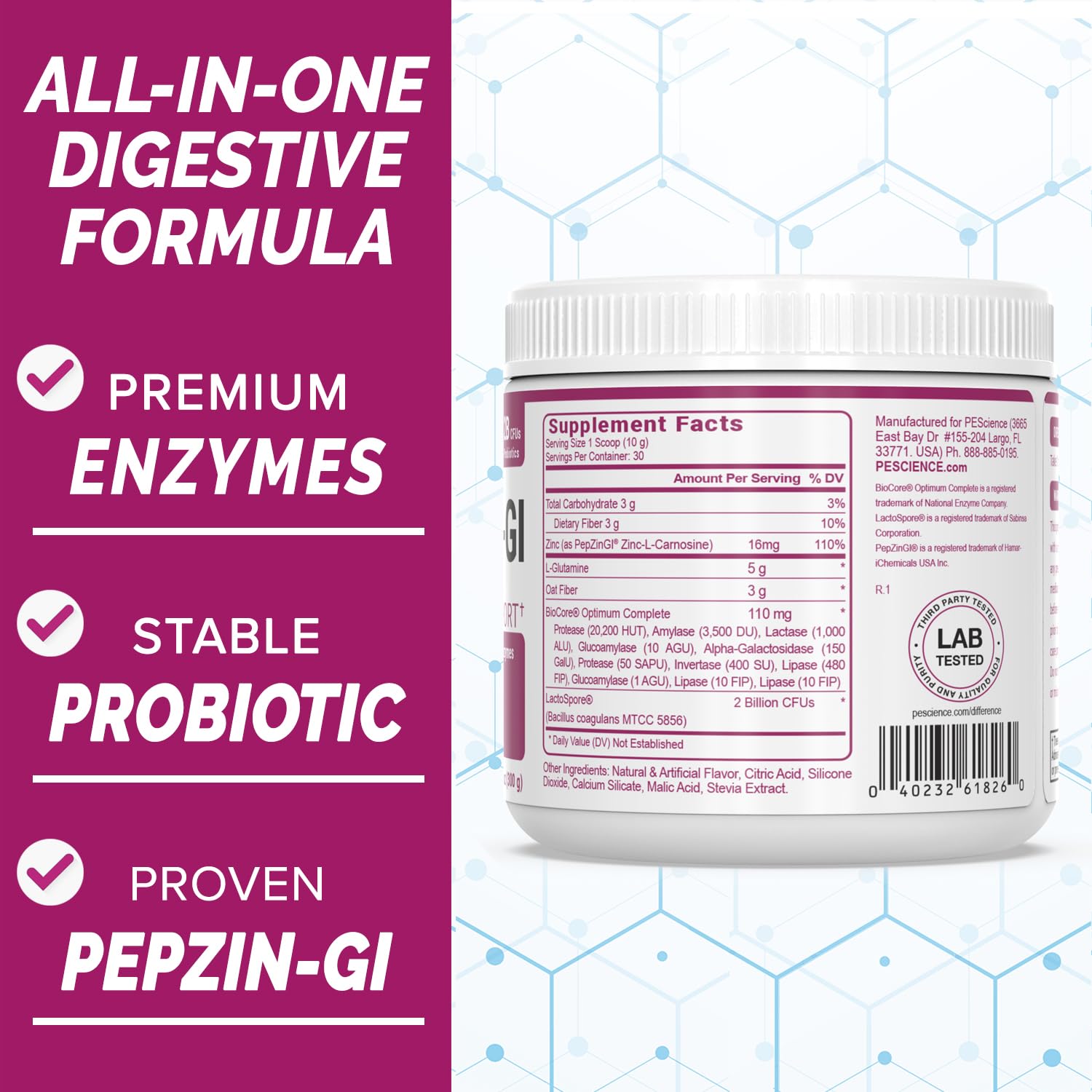 PEScience Complete-GI daily Supplement ingredients list