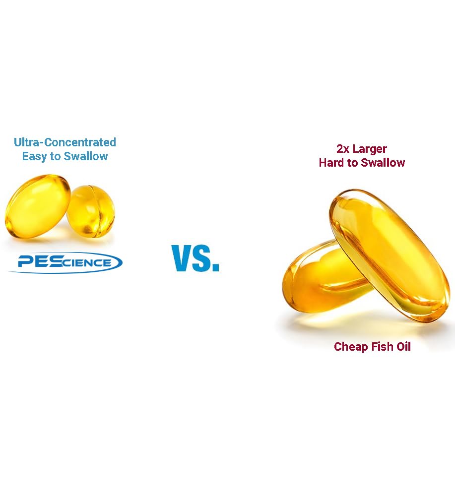 PEScience Omega3+ softgels packaging with label details