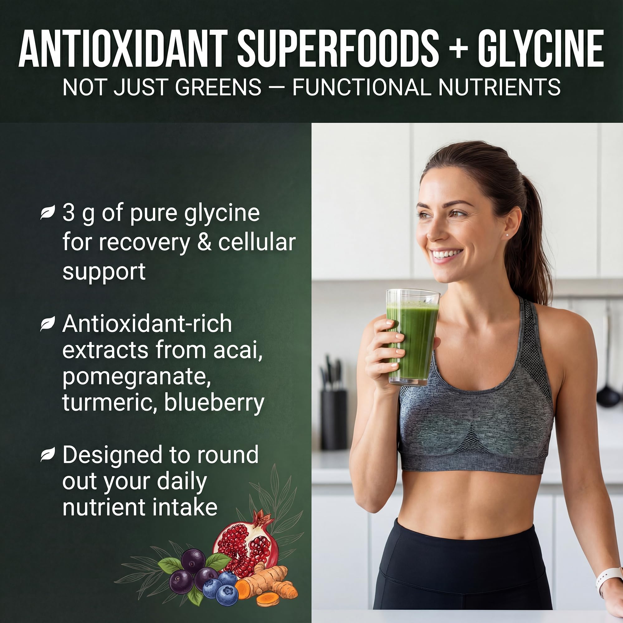 PEScience Super Greens & Mushroom Blend 240g nutritional information
