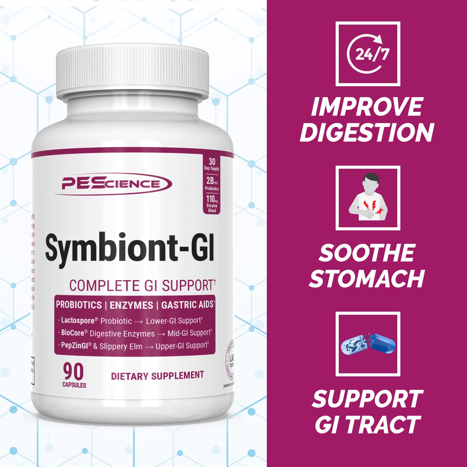 PEScience Symbiont-GI Probiotic Supplement 77g ingredients list