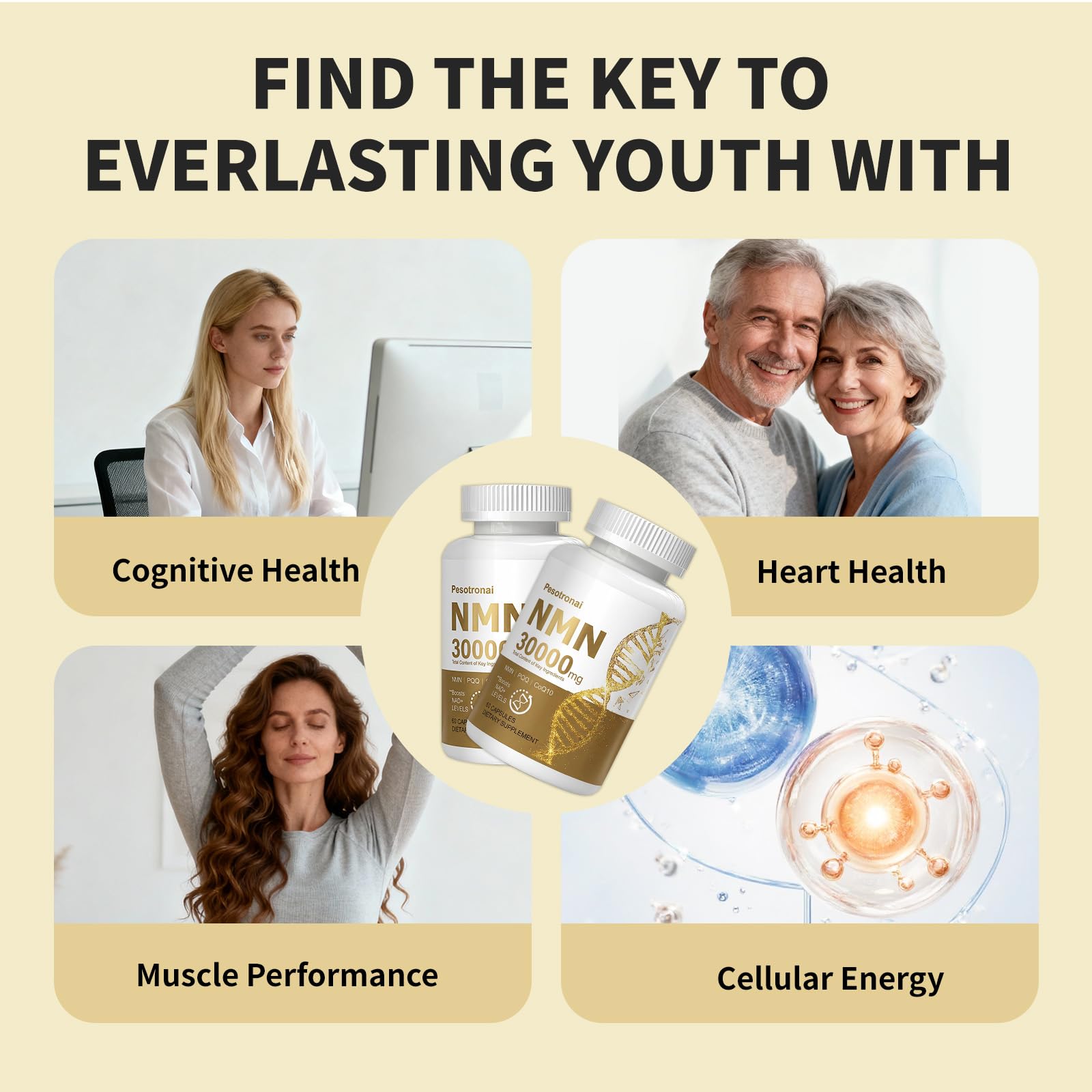 pesotronai NMN Resveratrol Supplement capsules in hand