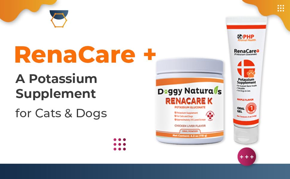 Pet Health Pharma Renacare K Potassium Gluconate Supplement in use with a dog