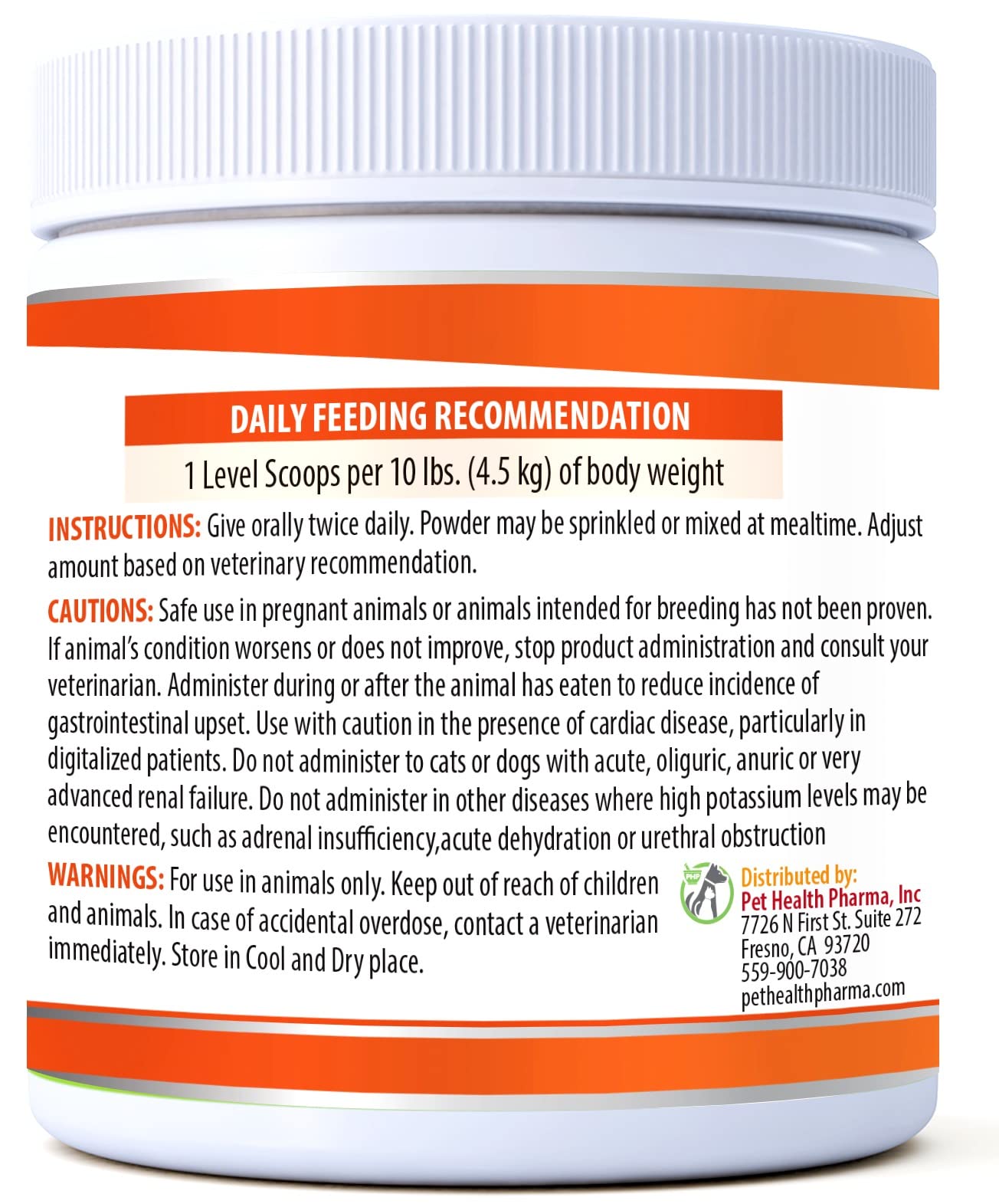 Pet Health Pharma RenaCare K supplement back view