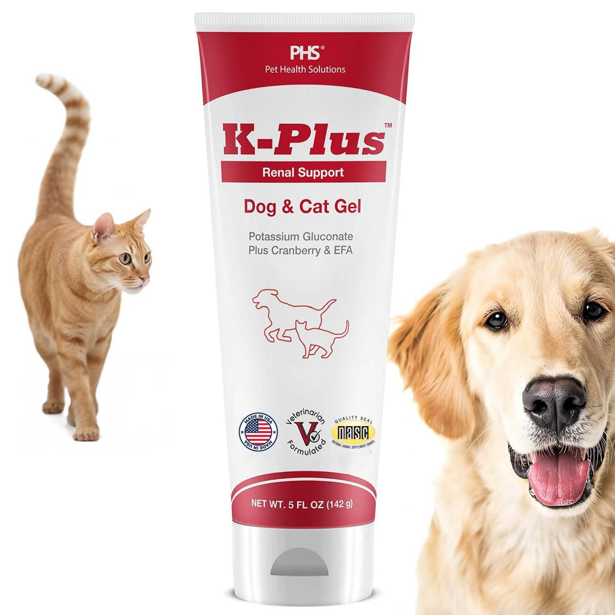 Pet Health Solutions K-Plus Gel 142g front view with packaging