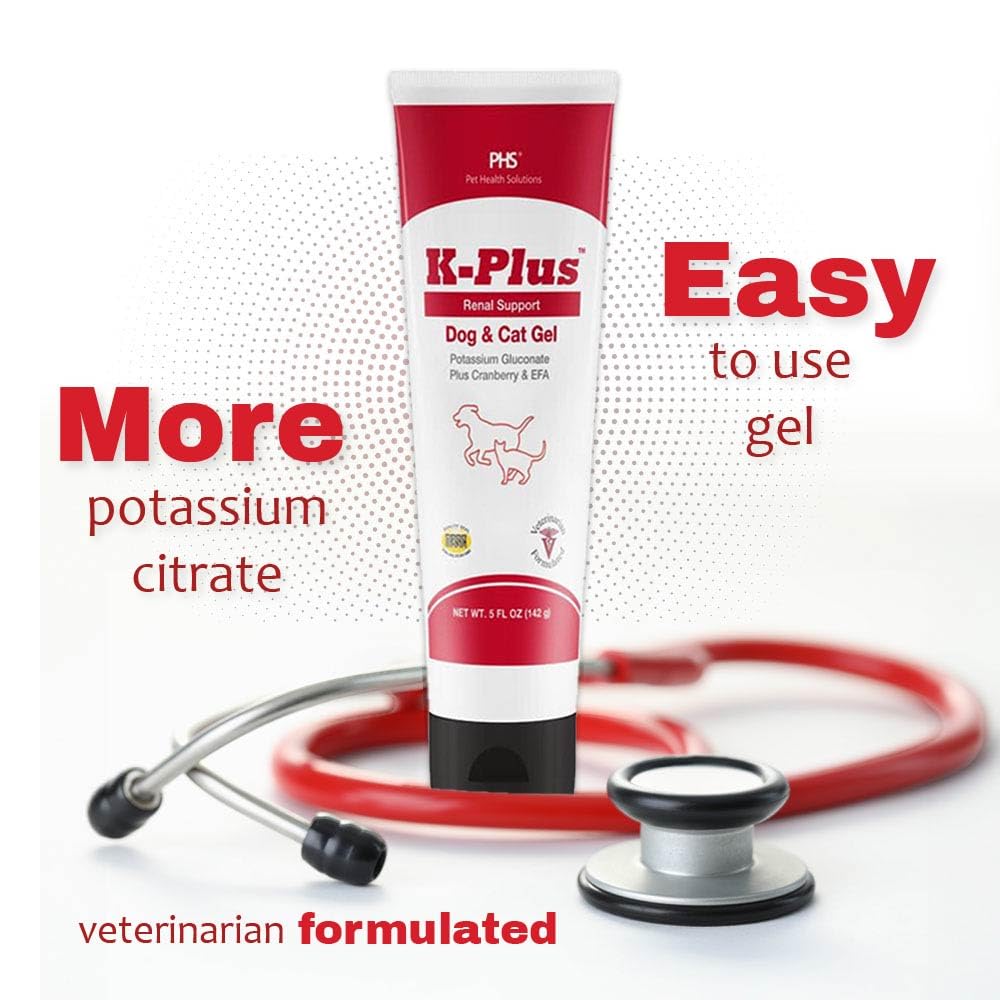 Pet Health Solutions K-Plus Gel 142g with a measuring spoon for dosage