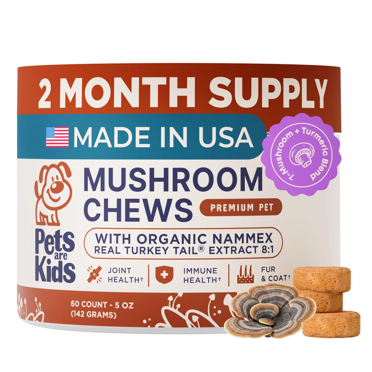 Pets Are Kids Too Mushroom Supplement for Dogs front view
