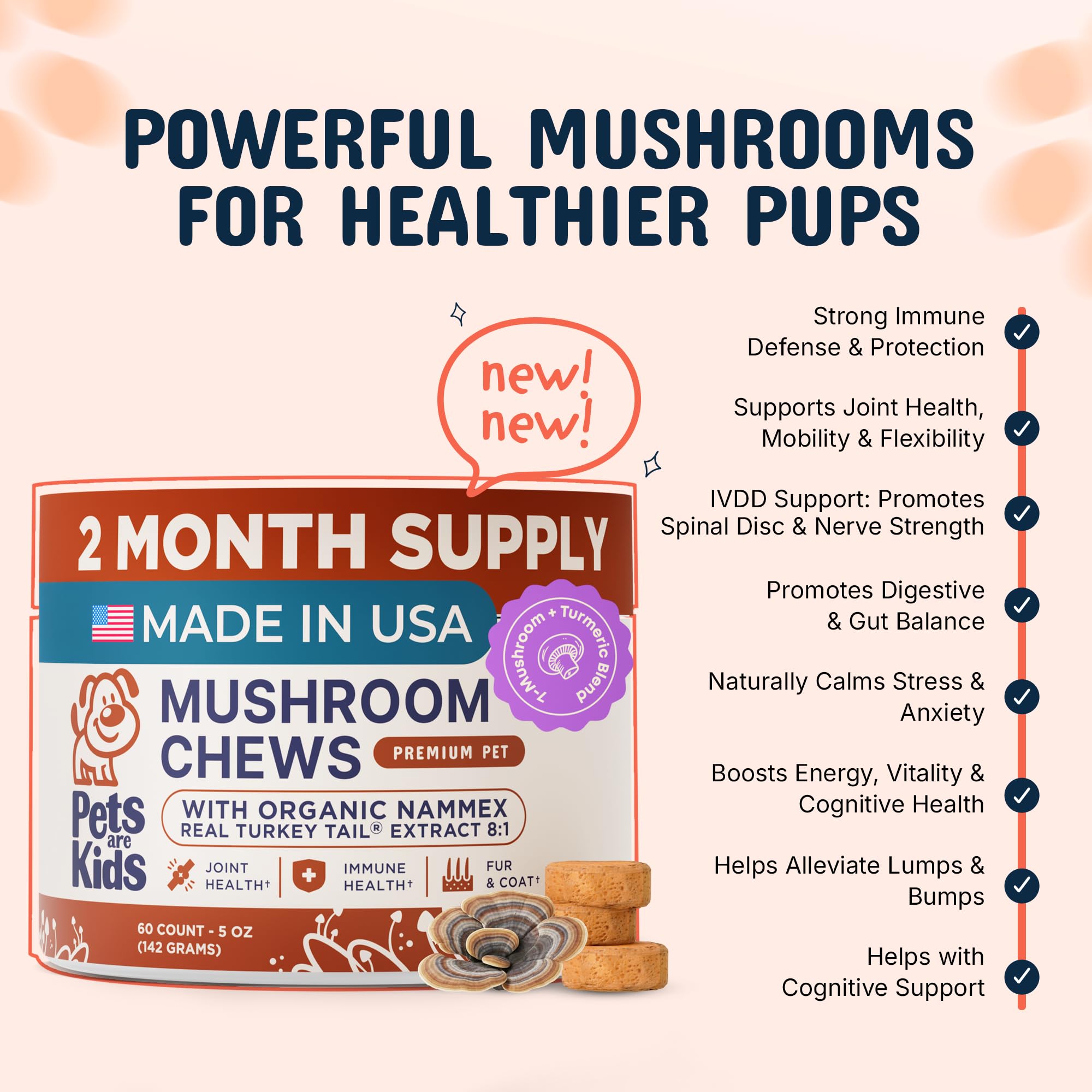 Pets Are Kids Too Mushroom Supplement for Dogs packaging