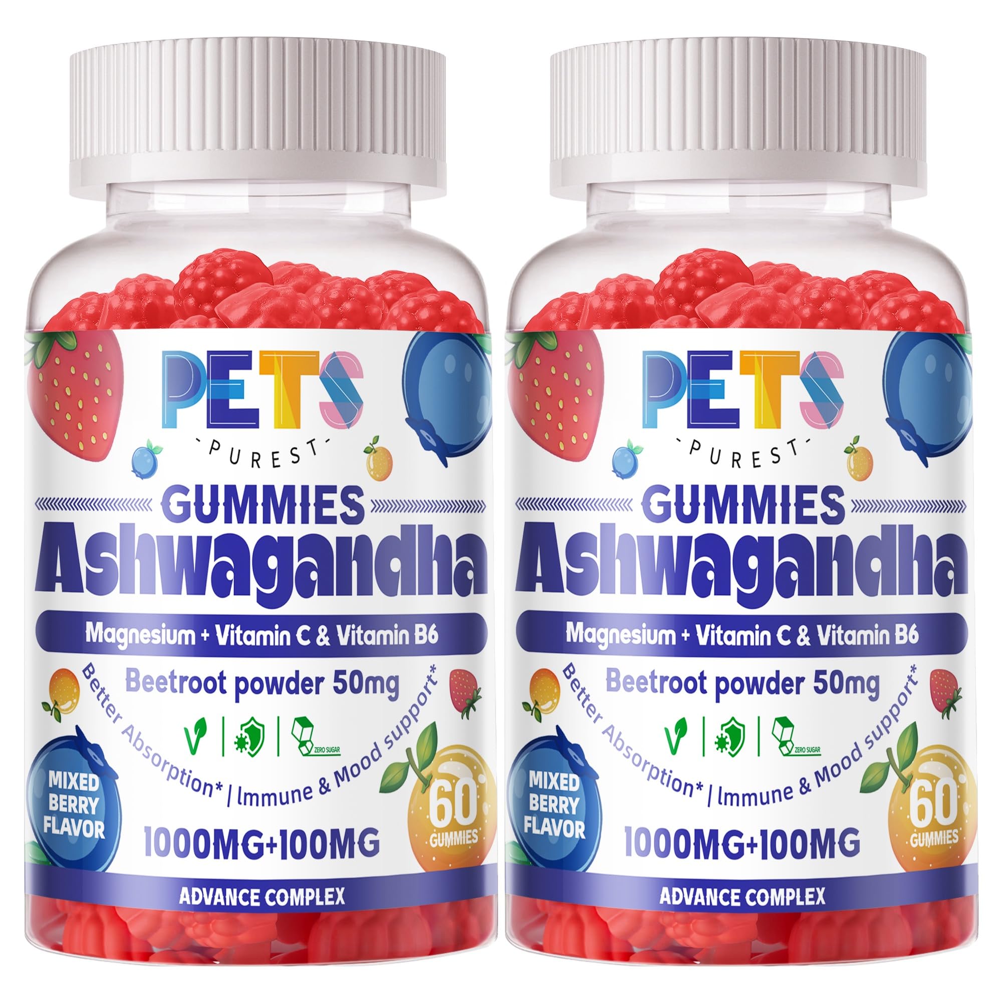 Pets Purest Ashwagandha Gummies front view with packaging