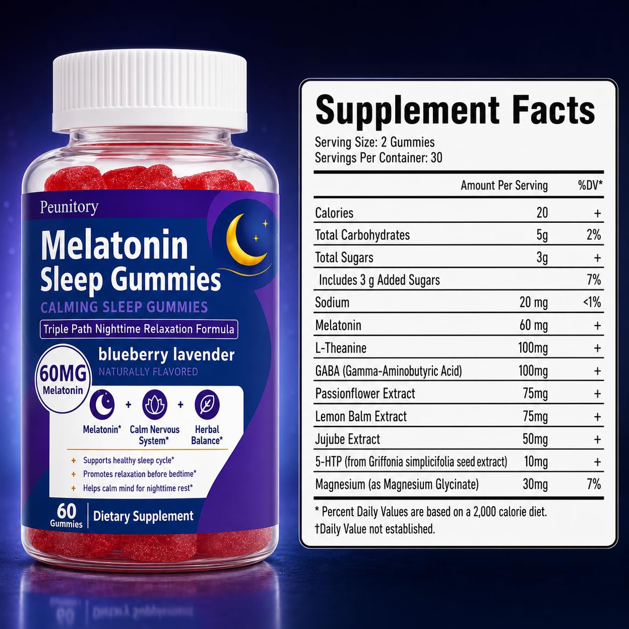 Peunitory Melatonin Gummies with a glass of water for consumption