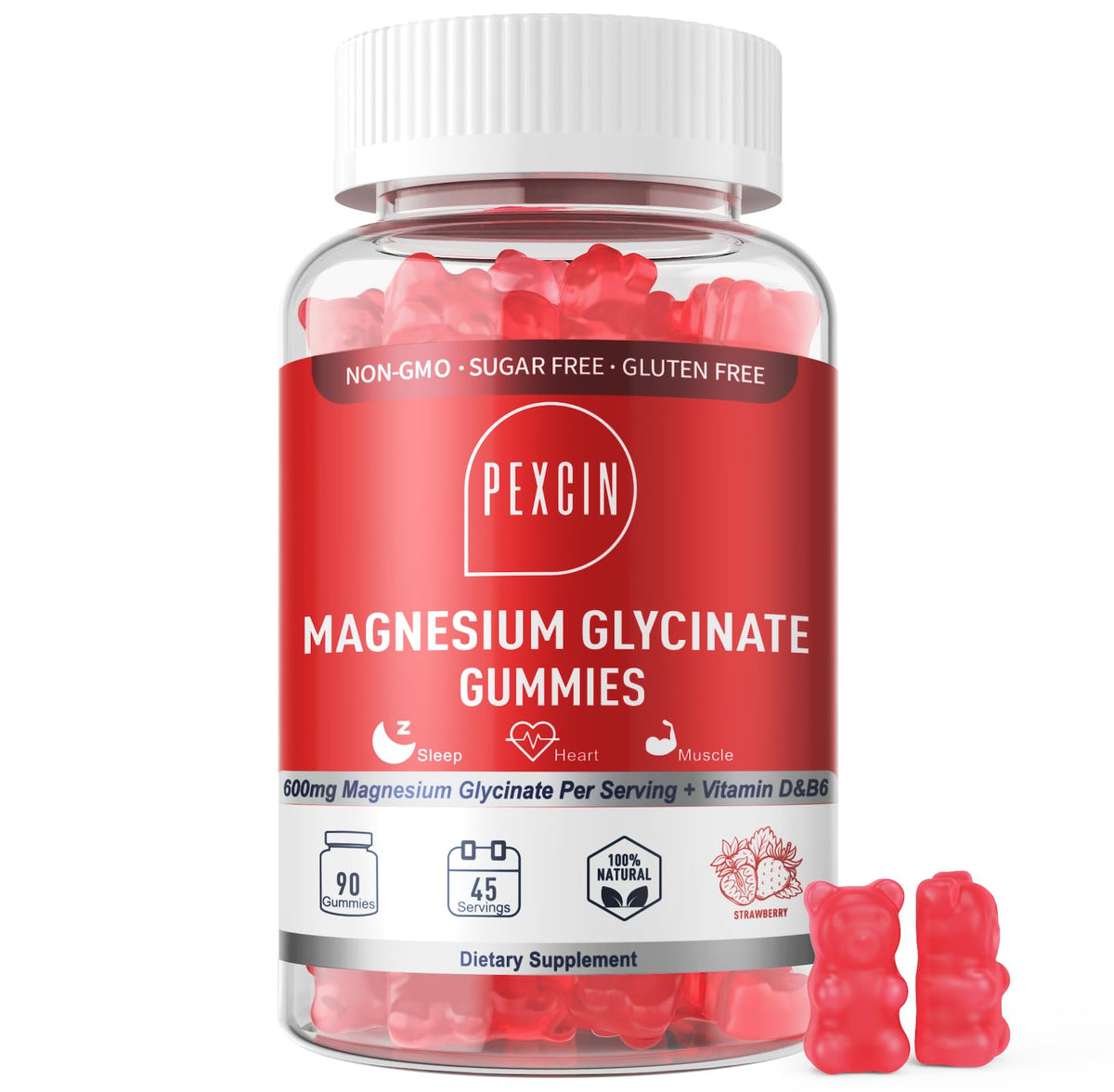 PEXIN Magnesium Gummies front view with packaging