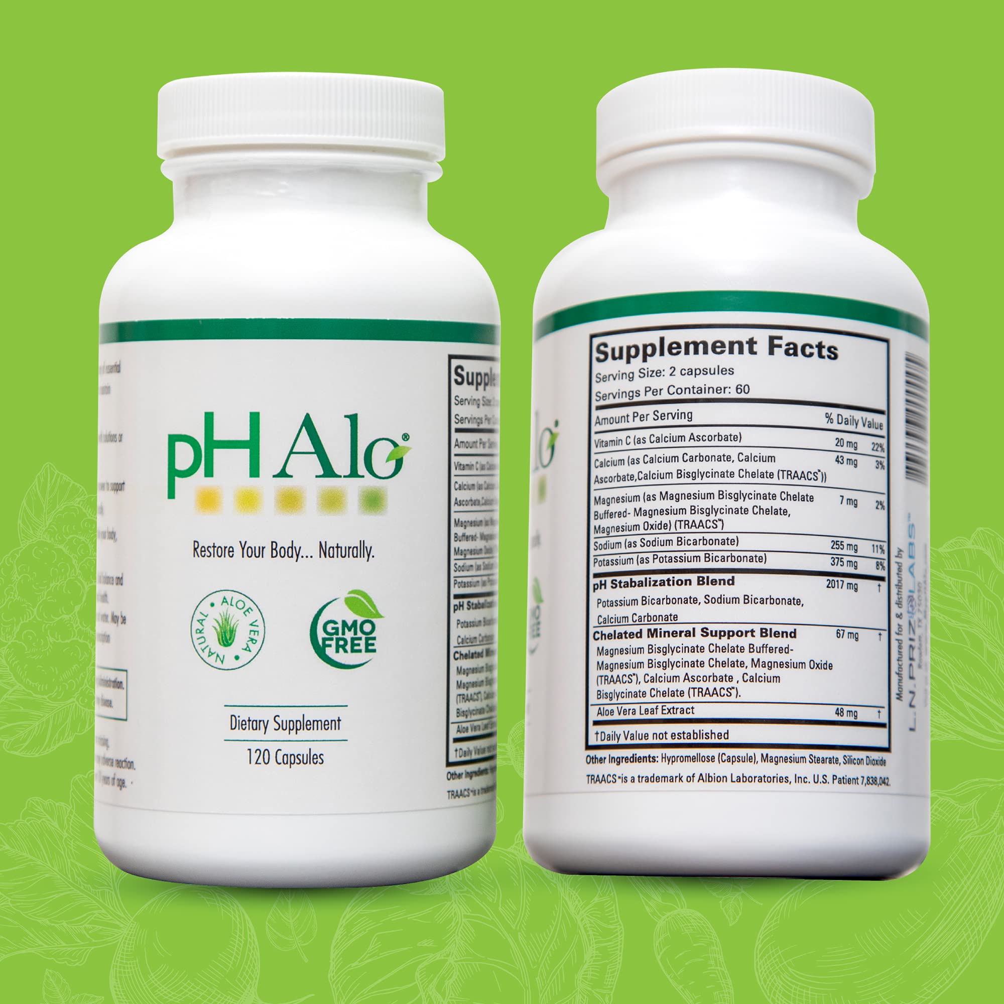 pHAlo Magnesium Capsules 191g with a glass of water