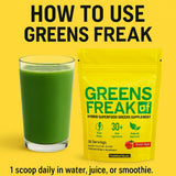 Pharmafreak Greens Freak Spirulina Powder 266g mixed in a smoothie
