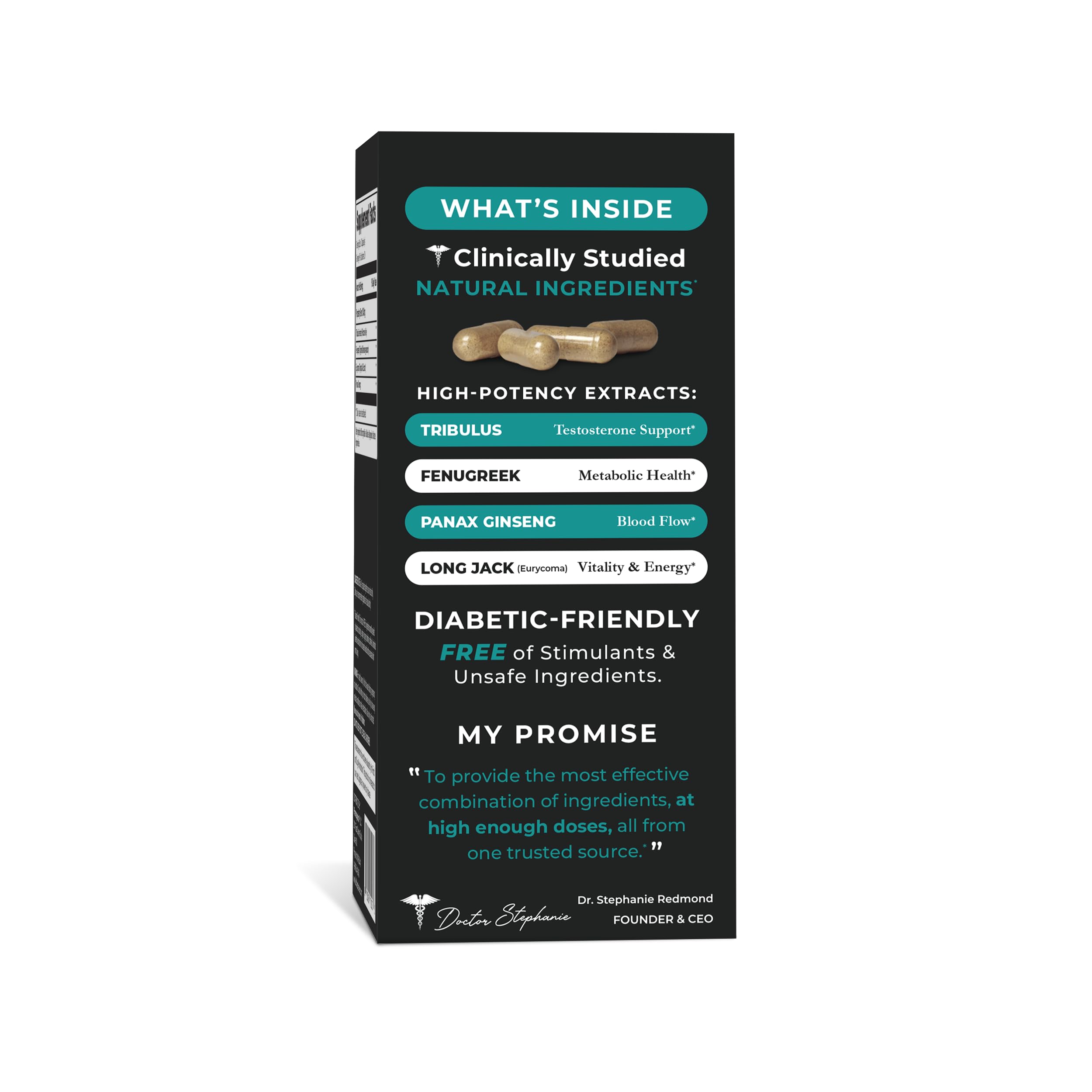 Pharmaganics Tribulus Supplement 118g back view with ingredient list
