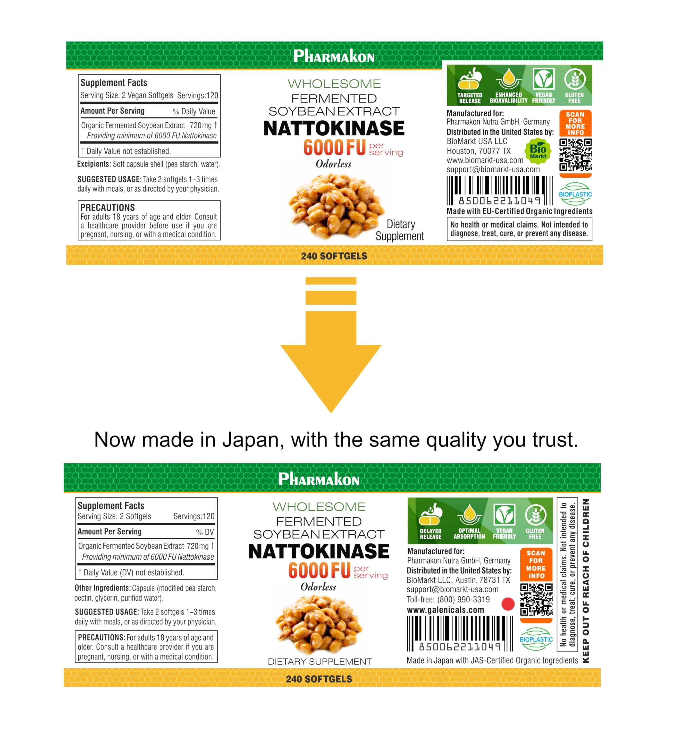 PHARMAKON Nattokinase packaging details with product label