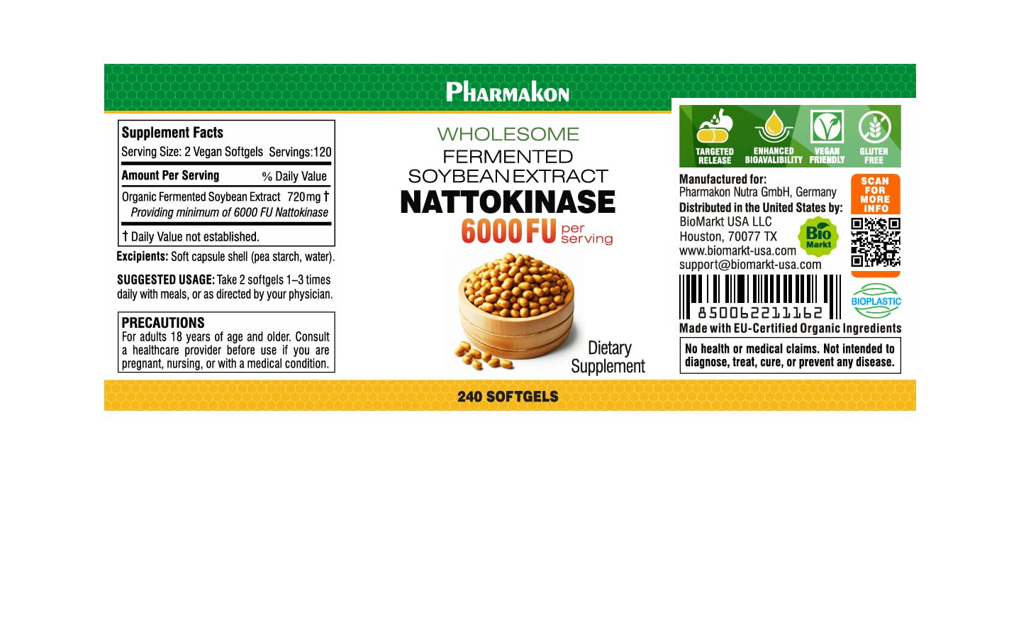 PHARMAKON Nattokinase supplement packaging side view