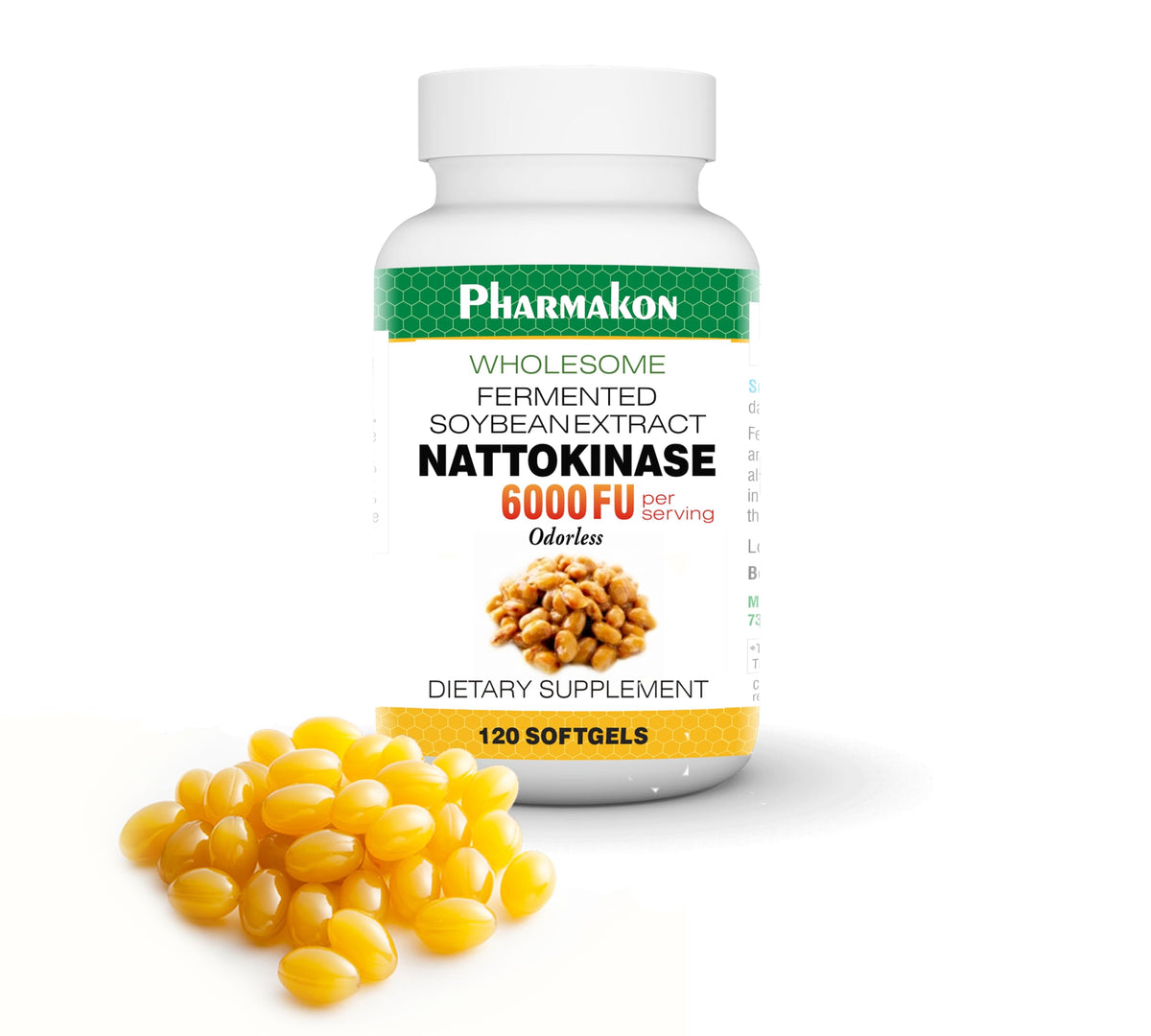 PHARMAKON Natural Nattokinase Organic Fermented Soybean Extract front view