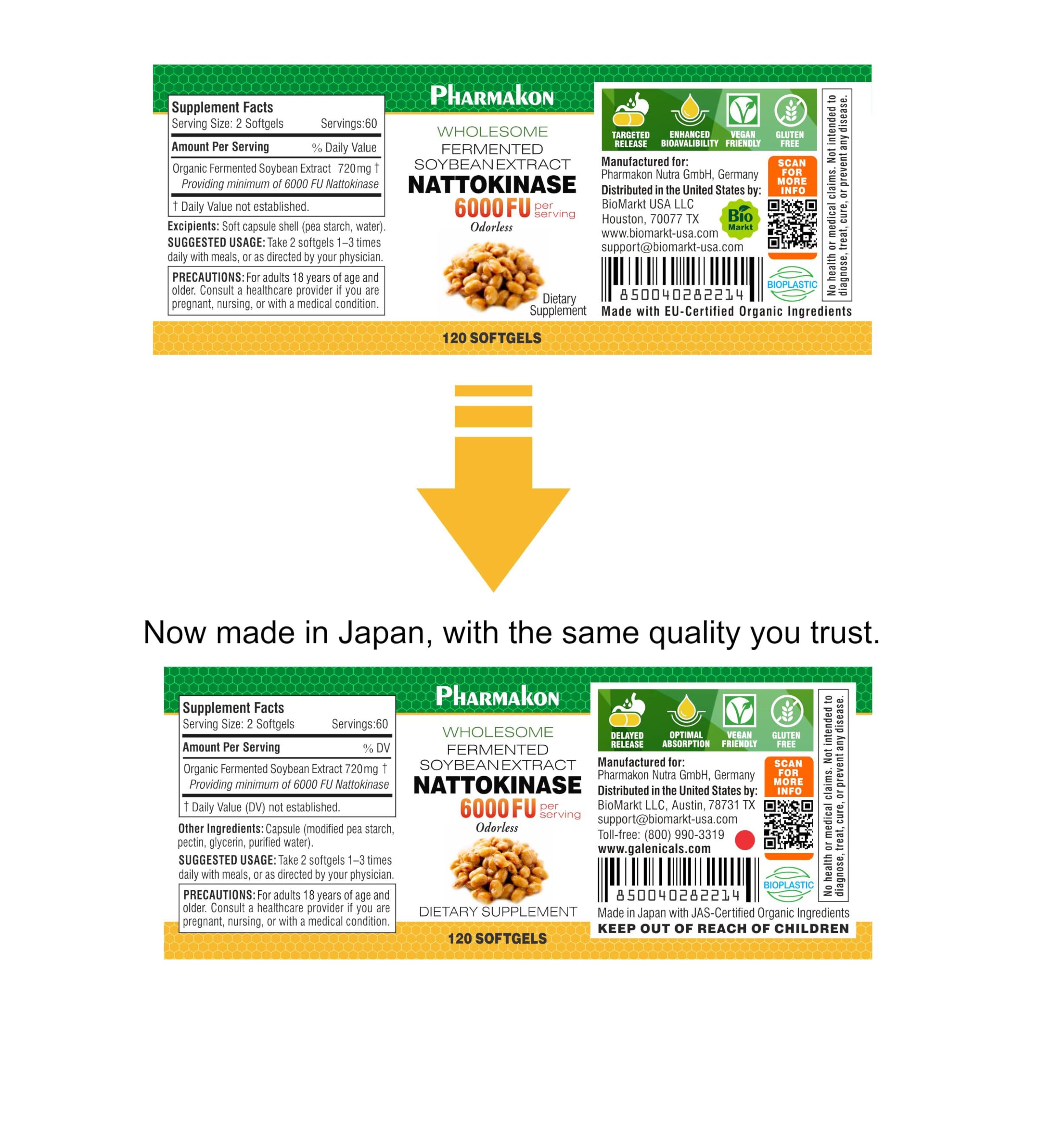 PHARMAKON Natural Nattokinase Organic Fermented Soybean Extract packaging