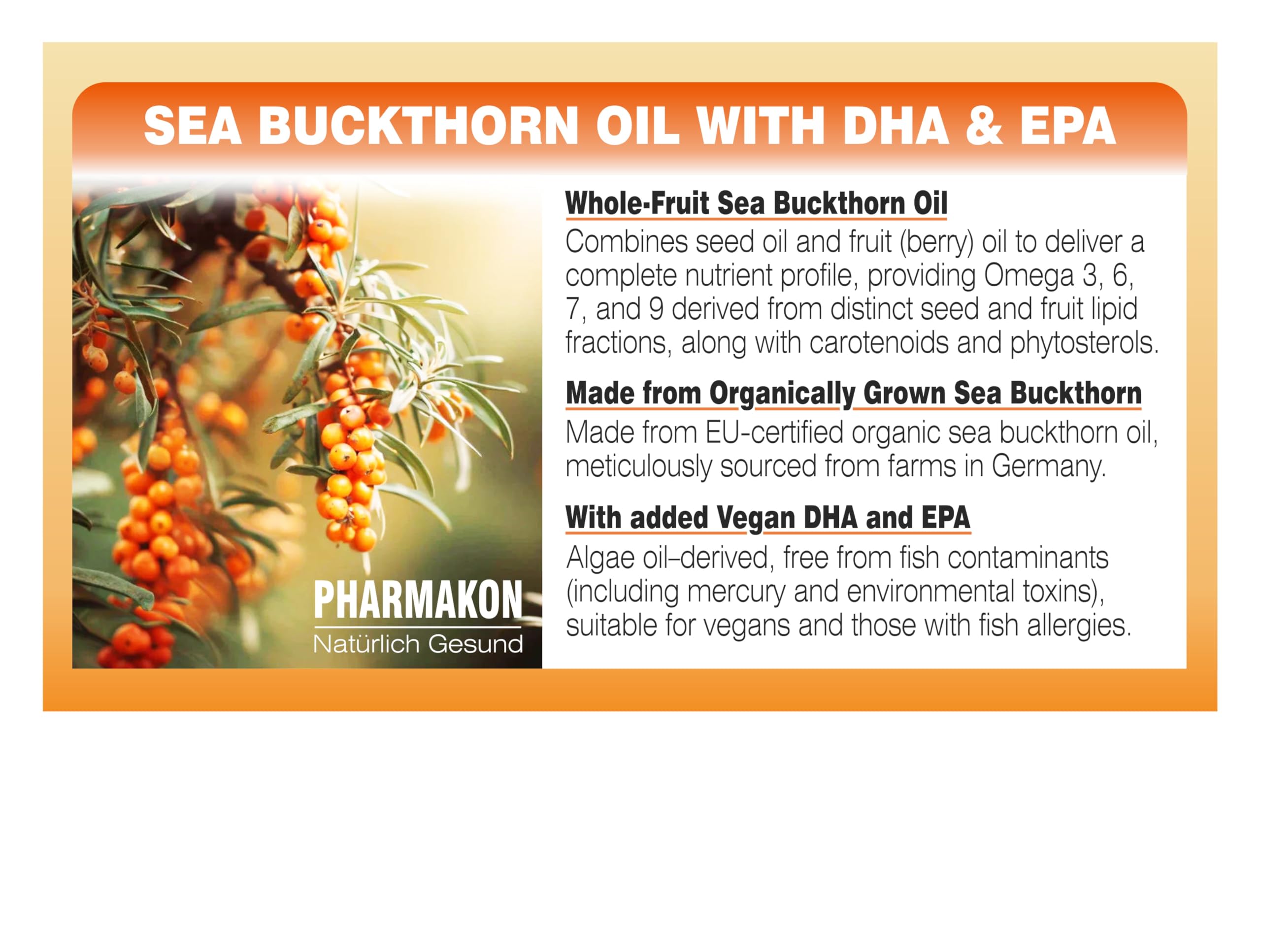 PHARMAKON Sea Buckthorn Oil 80g label close-up