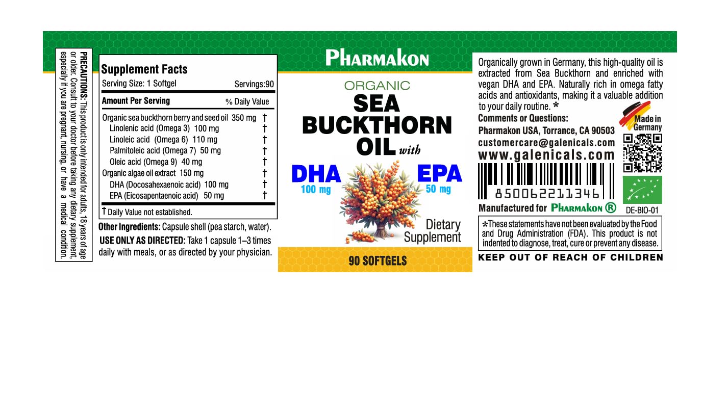 PHARMAKON Sea Buckthorn Oil 80g packaging side view