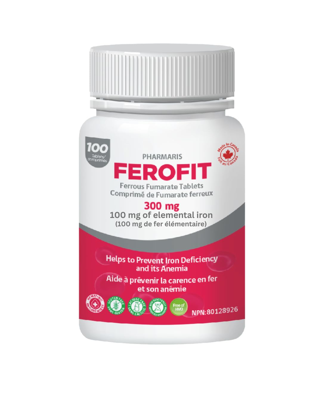Pharmaris Iron Supplements 100 tablets front view