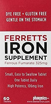 Pharmics Ferretts Iron Supplement 325mg 60 Tablets bottle front view