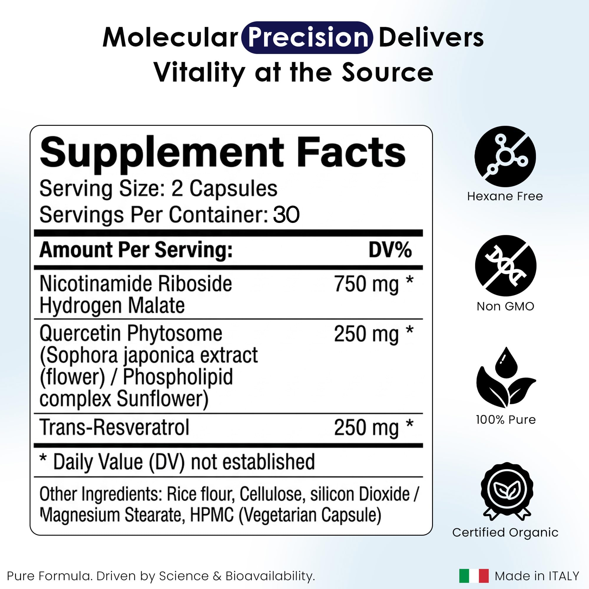 Pharmlitalia NAD+ Capsules with Resveratrol side view