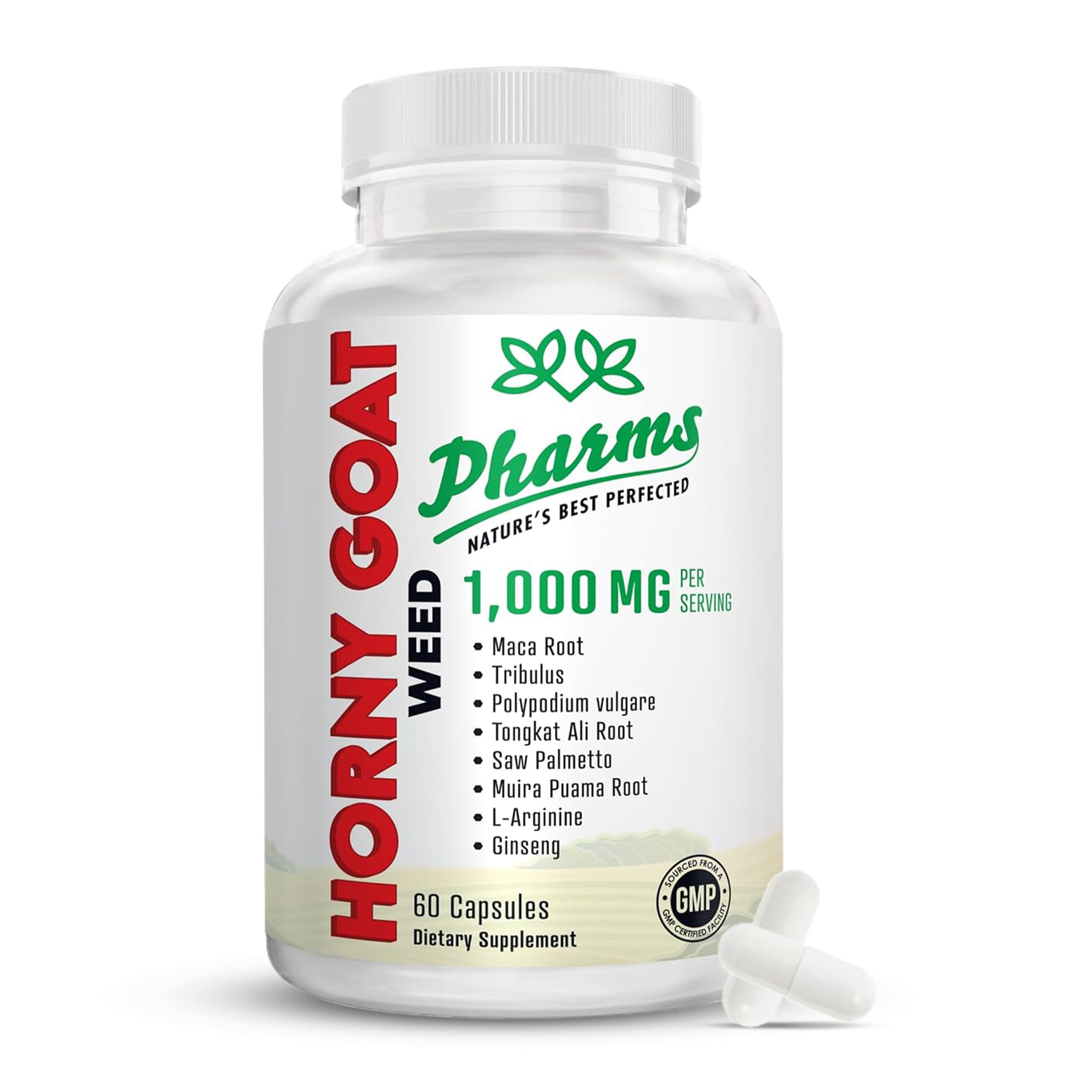 PHARMS Horny Goat Weed Supplement 1000mg front view