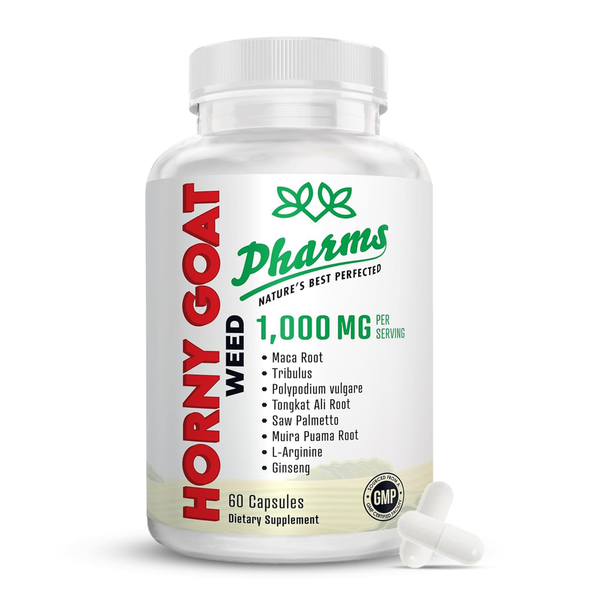 PHARMS Horny Goat Weed Supplement 1000mg front view
