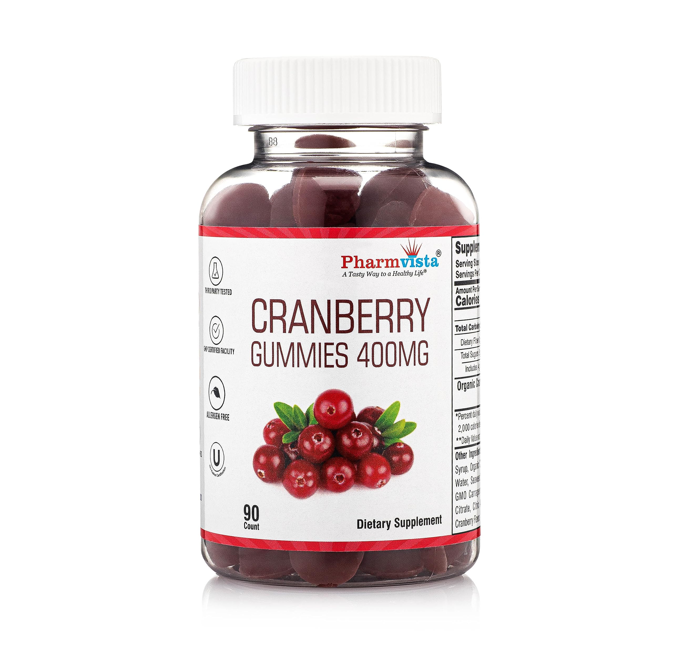 Pharmvista Cranberry Gummies 400mg front view with packaging