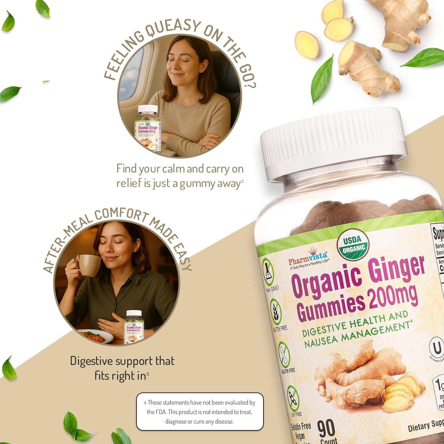 Pharmvista Organic Ginger Gummies 136g lifestyle scene