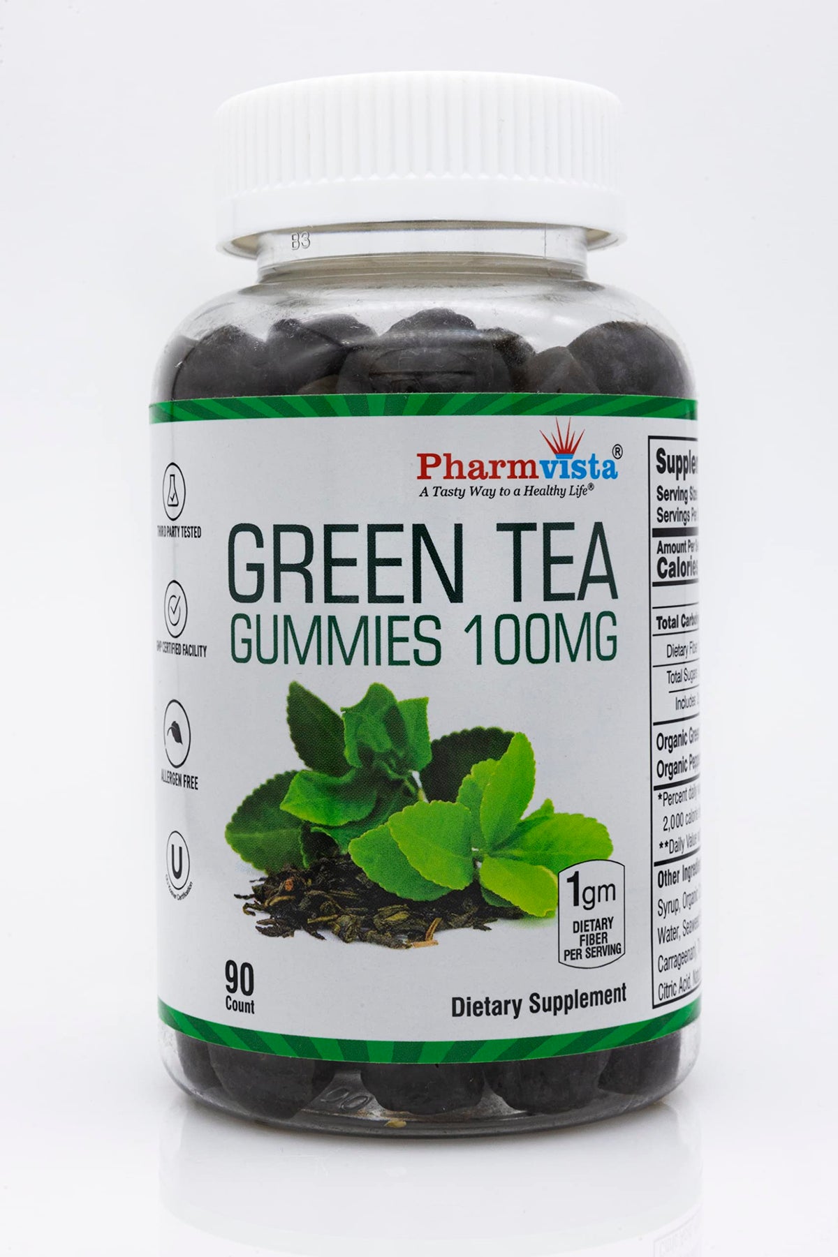 Pharmvista Organic Green Tea Gummies front view with packaging