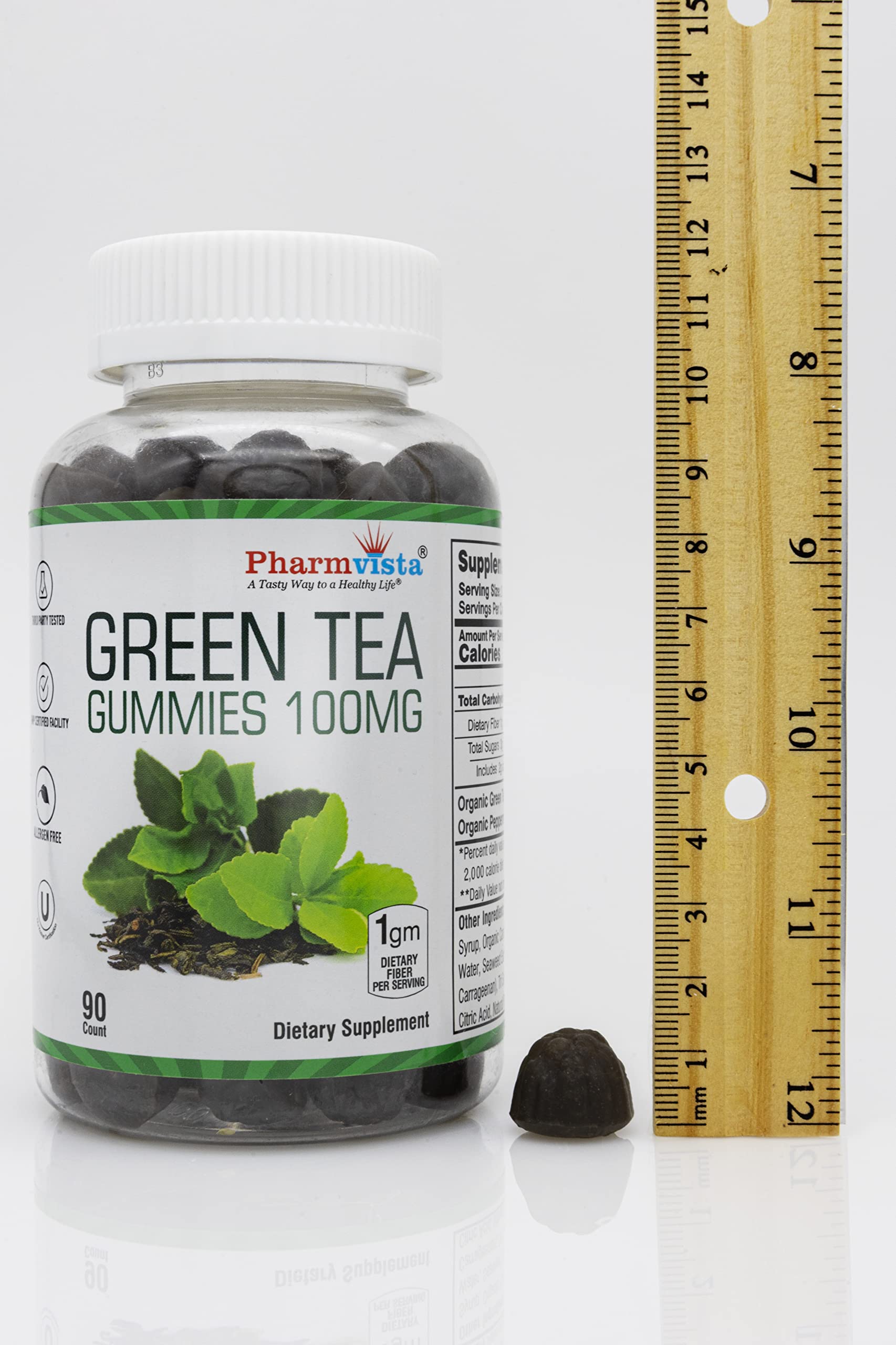 Pharmvista Organic Green Tea Gummies lifestyle scene with fresh green tea