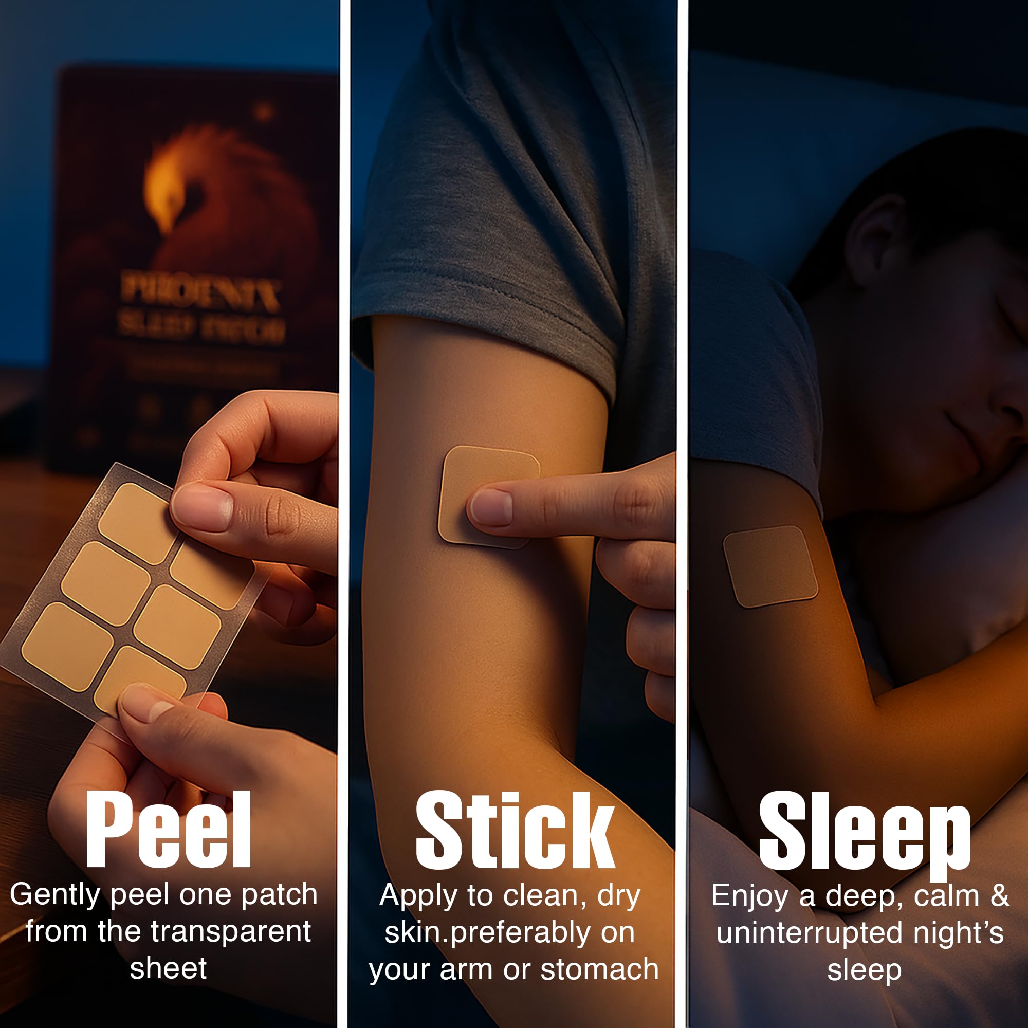 Phoenix Signature Melatonin Sleep Patches on clean skin