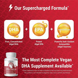 Physician Formulated Vegan Omega DHA/DPA Capsules on a wooden table