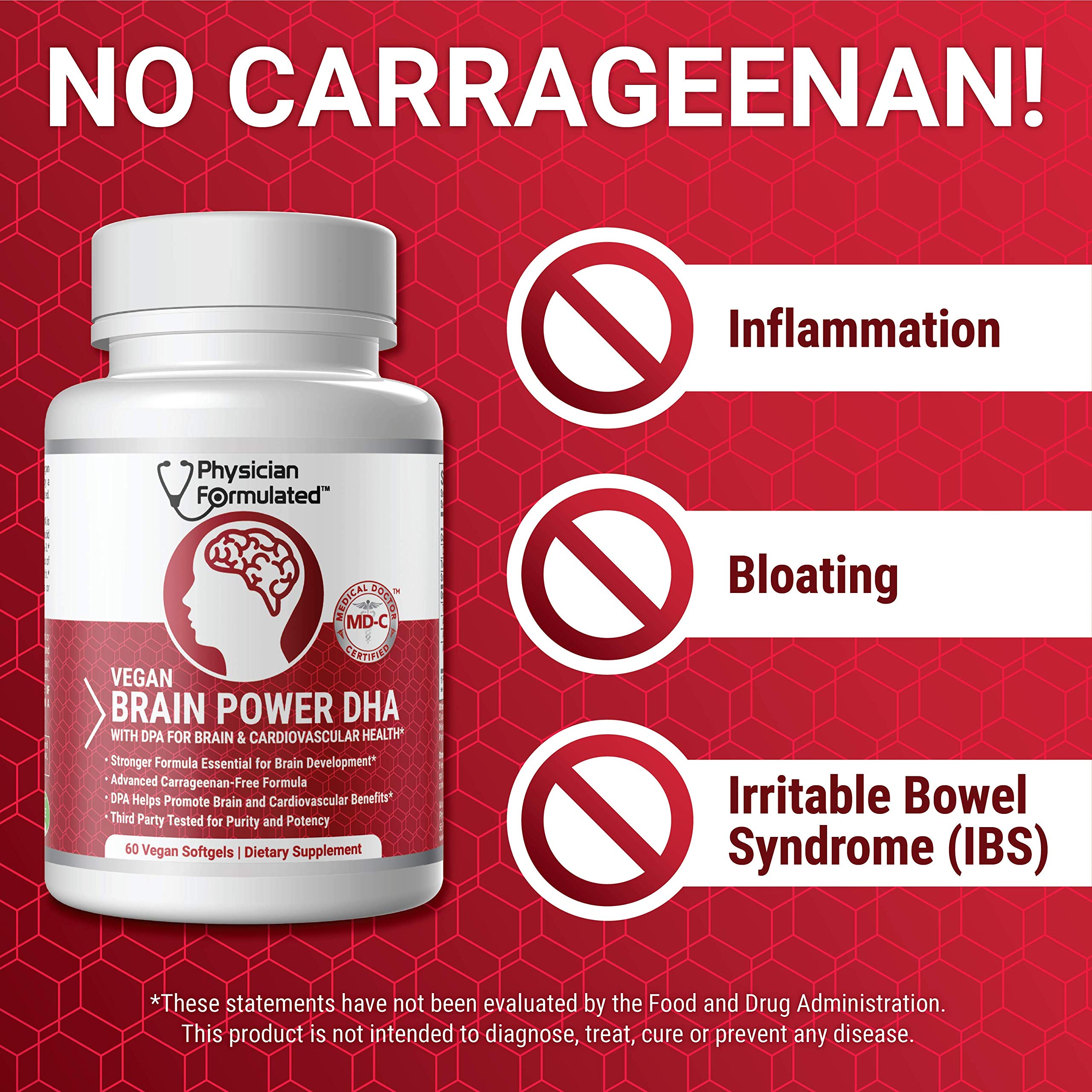 Physician Formulated Vegan Omega DHA/DPA Capsules with ingredients displayed