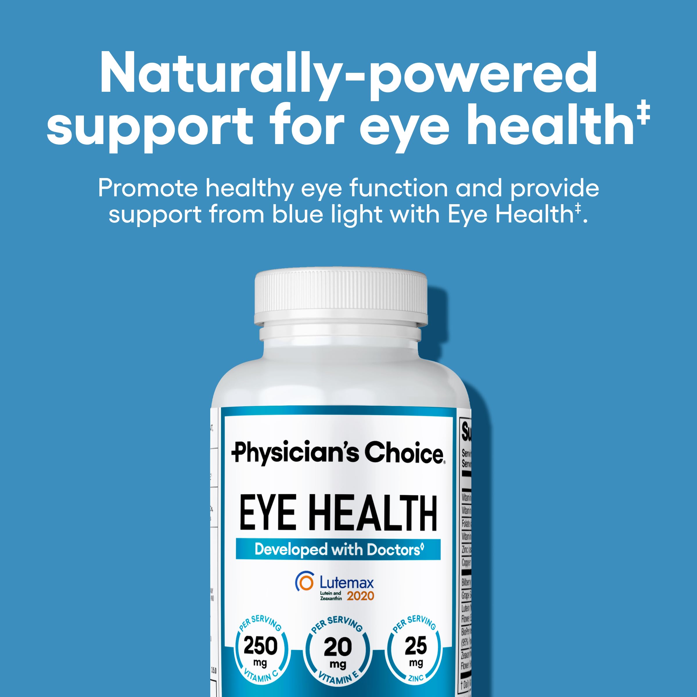 Physician's CHOICE AREDS 2 Eye Support Vitamins bottle side view