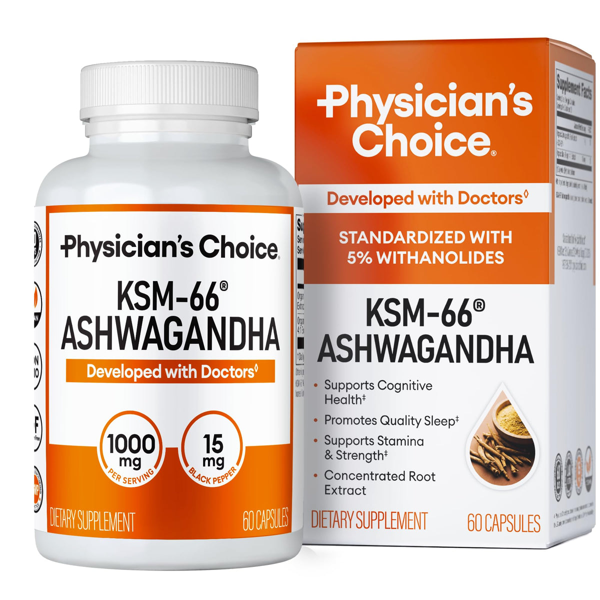 Physician's CHOICE Ashwagandha KSM-66 capsules front view