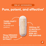 Physician's CHOICE Ashwagandha KSM-66 capsules on a wooden table