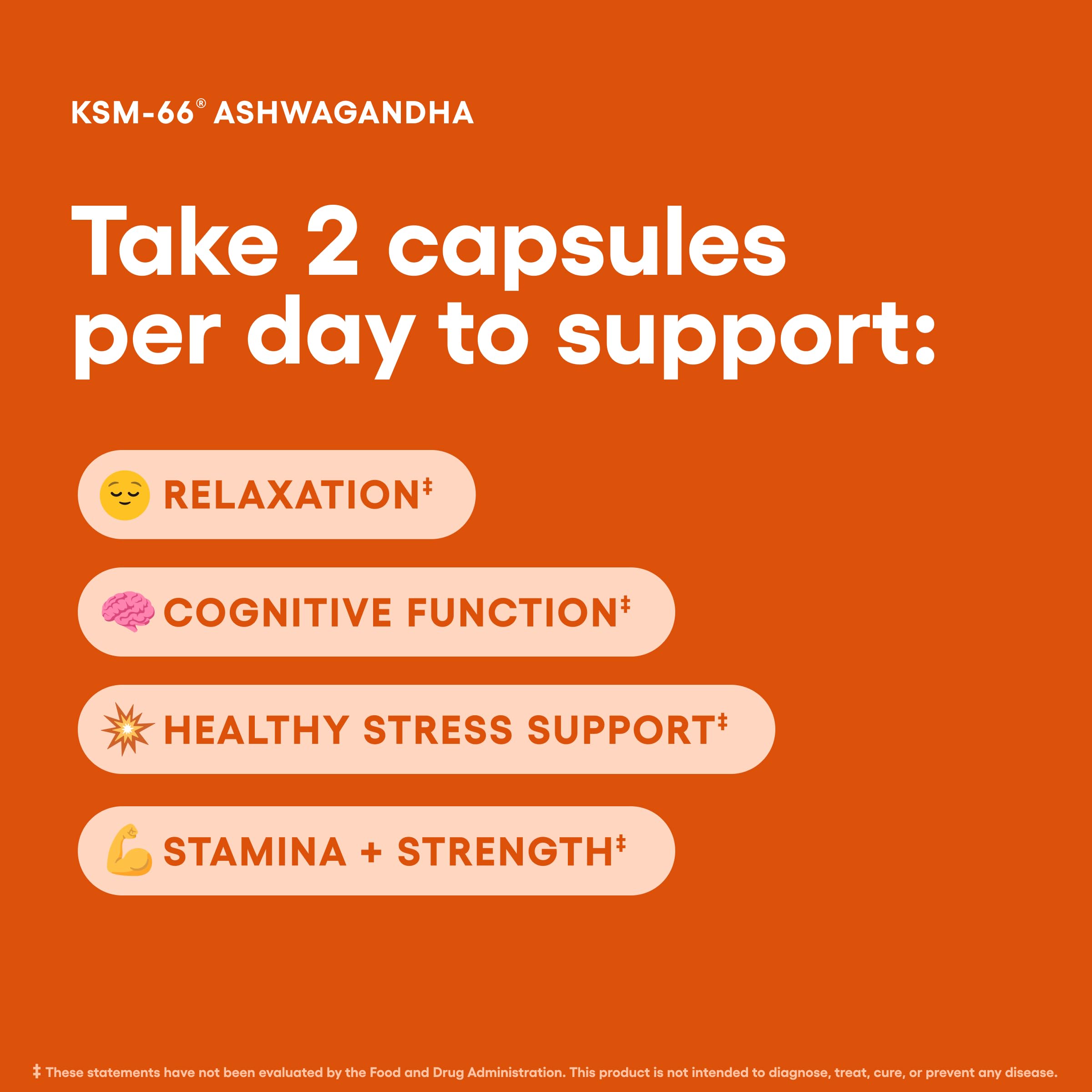 Physician's CHOICE Ashwagandha KSM-66 capsules with dosage information